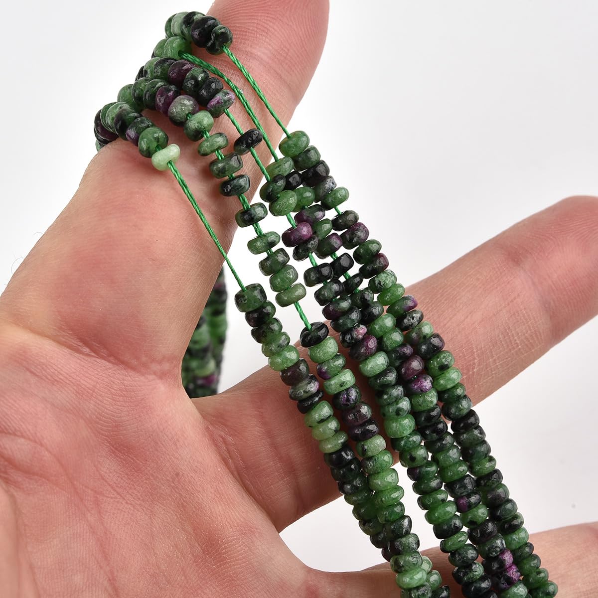 160pcs 4x2mm Natural Ruby Zoisite Disk Rondelle Spacer Stone Semi Precious Gemstone Loose Beads for Jewelry Making 15 Inch