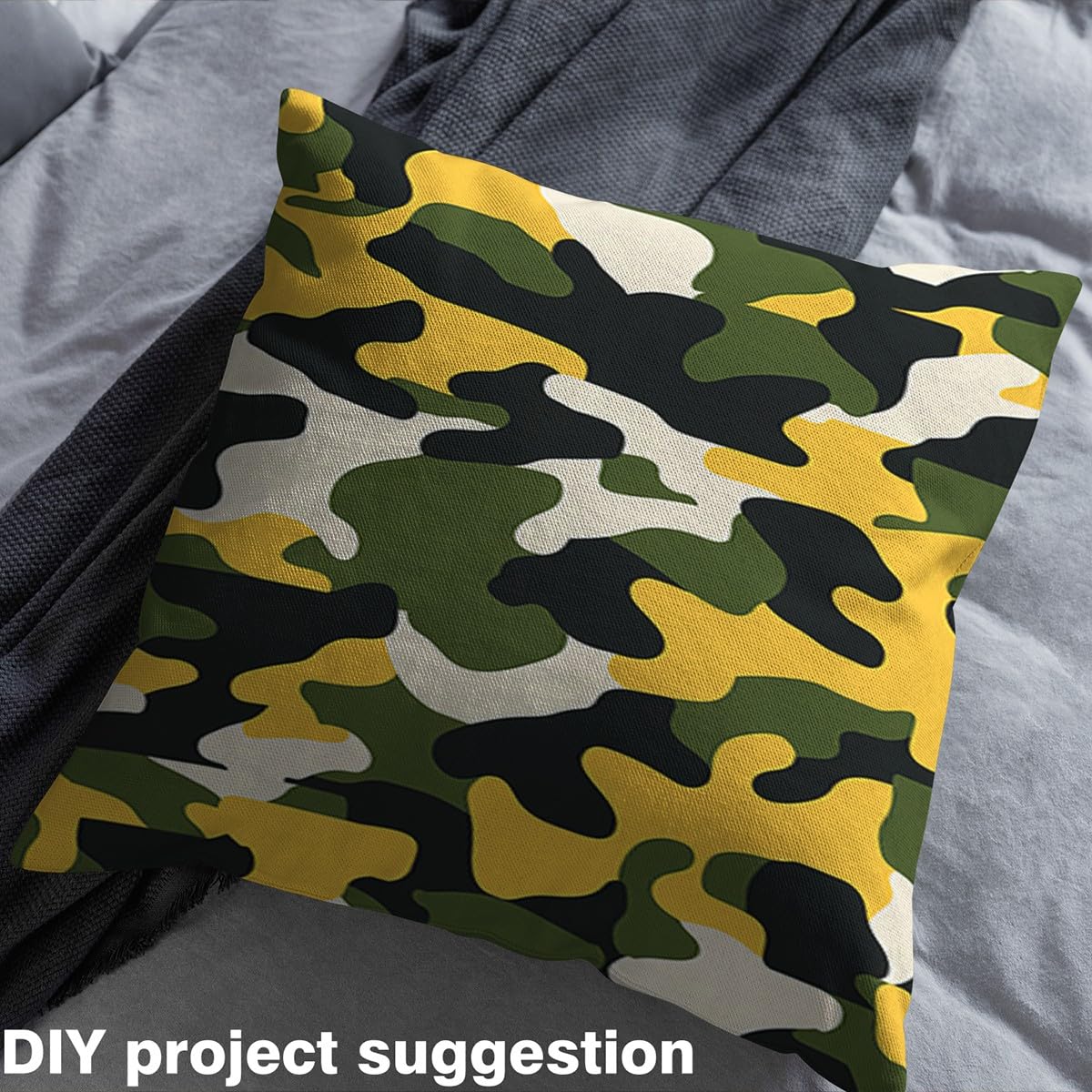 Green Yellow Camouflage Fabric by The Yard Army Soldier Lovers DIY Sewing Craft Hobby Fabric by The Yard Irregular Pattern Decorative Fabric Soft Flannel Polyester No Stretch,1 Yard