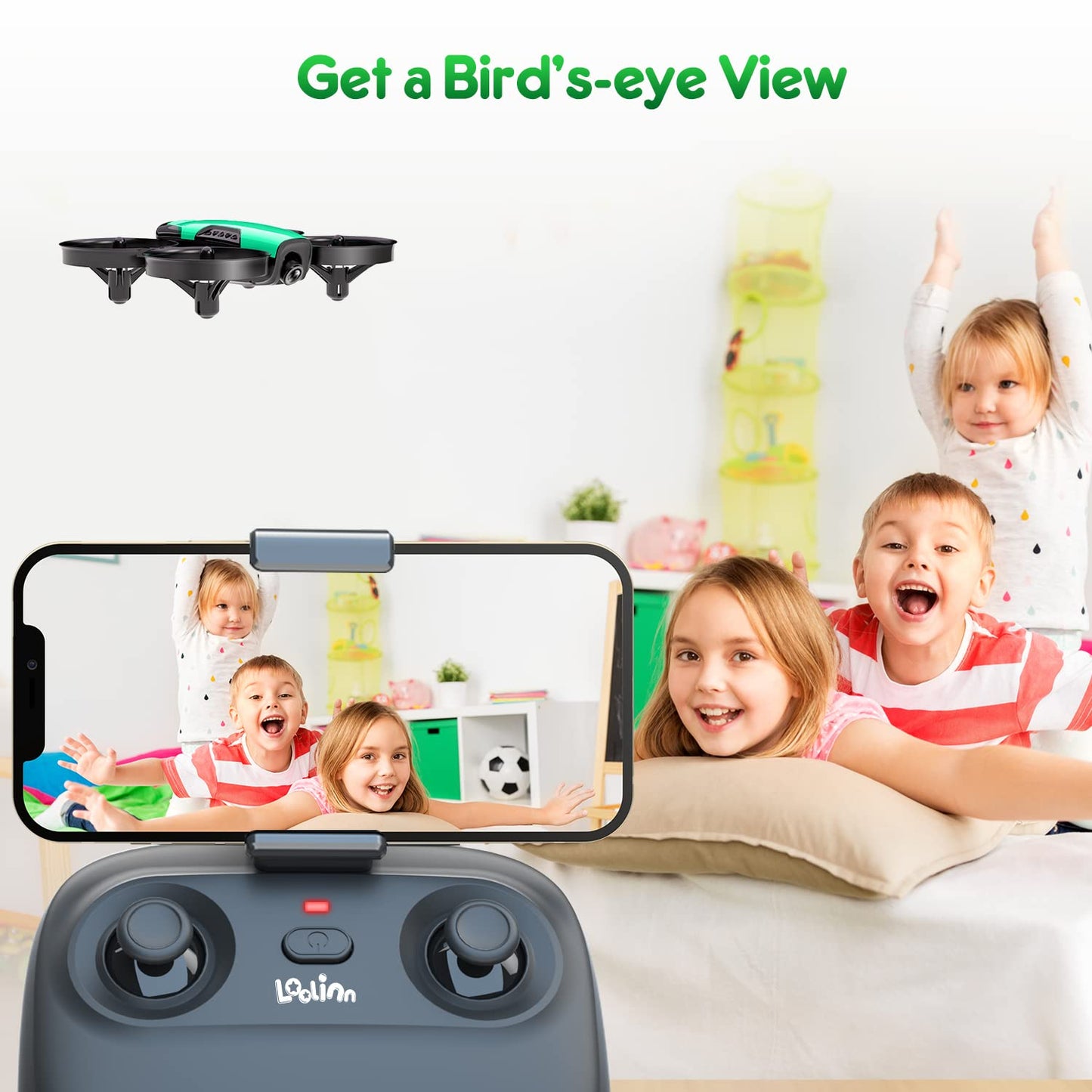 Loolinn | Drone for Kids 8+ Gift with Camera - Mini Drone, Remote Control Quadcopter Drone with 90° Adjustable Camera, Safe for Kids, Photos and Videos, Easy to Fly (Gift for Boys and Girls)