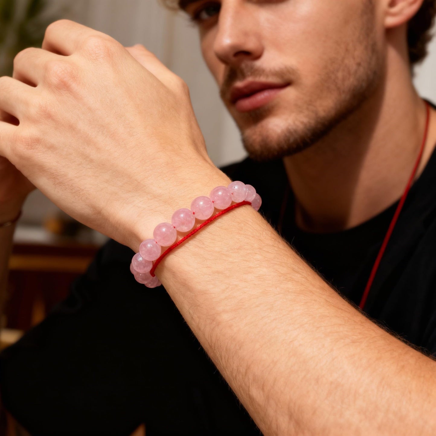 The Vida Handmade AAA+ Quality Crystal Stretch Elastic Bracelet - Nature Gemstone - Jewelry Gift - Holiday Gift - For Women & Men (Rose Quartz)