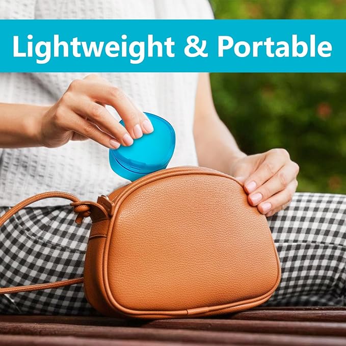 Denture Bath Case Denture Soaking Container with Lid Leak Proof, False Teeth Holder Mouthguard Storage Box Retainer Soaking Case - Transparent Blue
