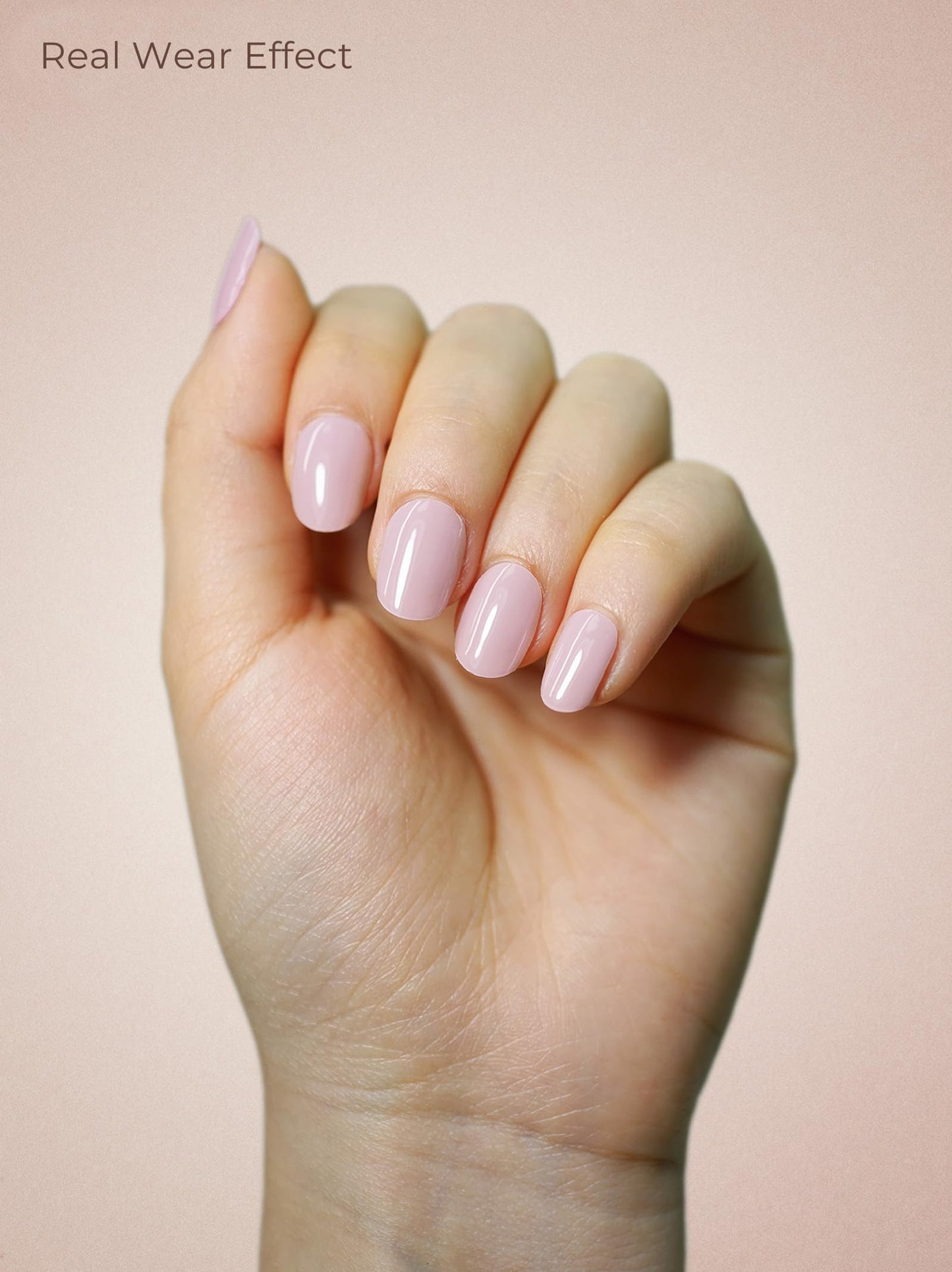 Beaolata Real Gel Nail Strips (No UV Light Needed) - 44Pcs Salon Quality Nail Stickers - Long Lasting Polish Wraps for Women, Easy Apply & Remove (Strawberry Frosting)