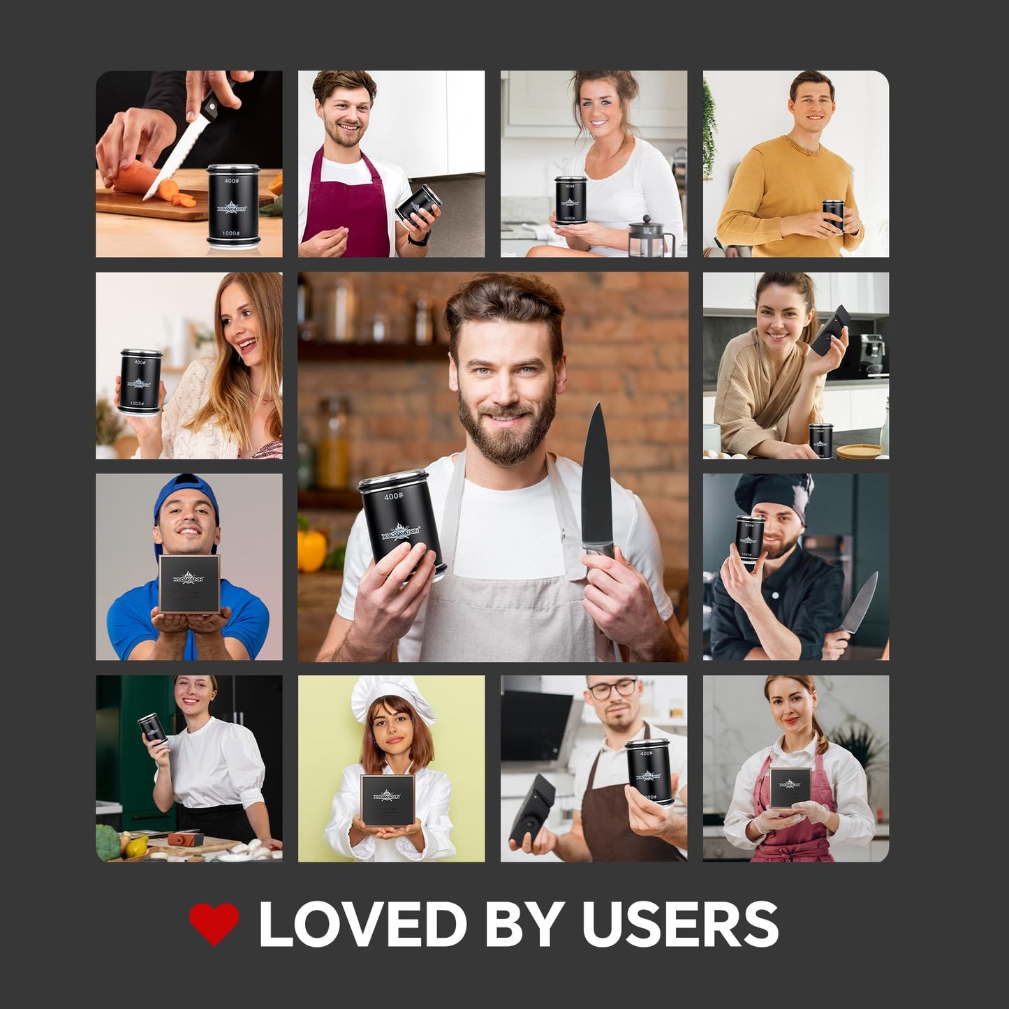The Innovative Knife Sharpener - Patented Multi-Angle Premium Rolling Knife Sharpener with Extra Replacement Head for Chef's, Fruit, and All Steel Knives (Black)