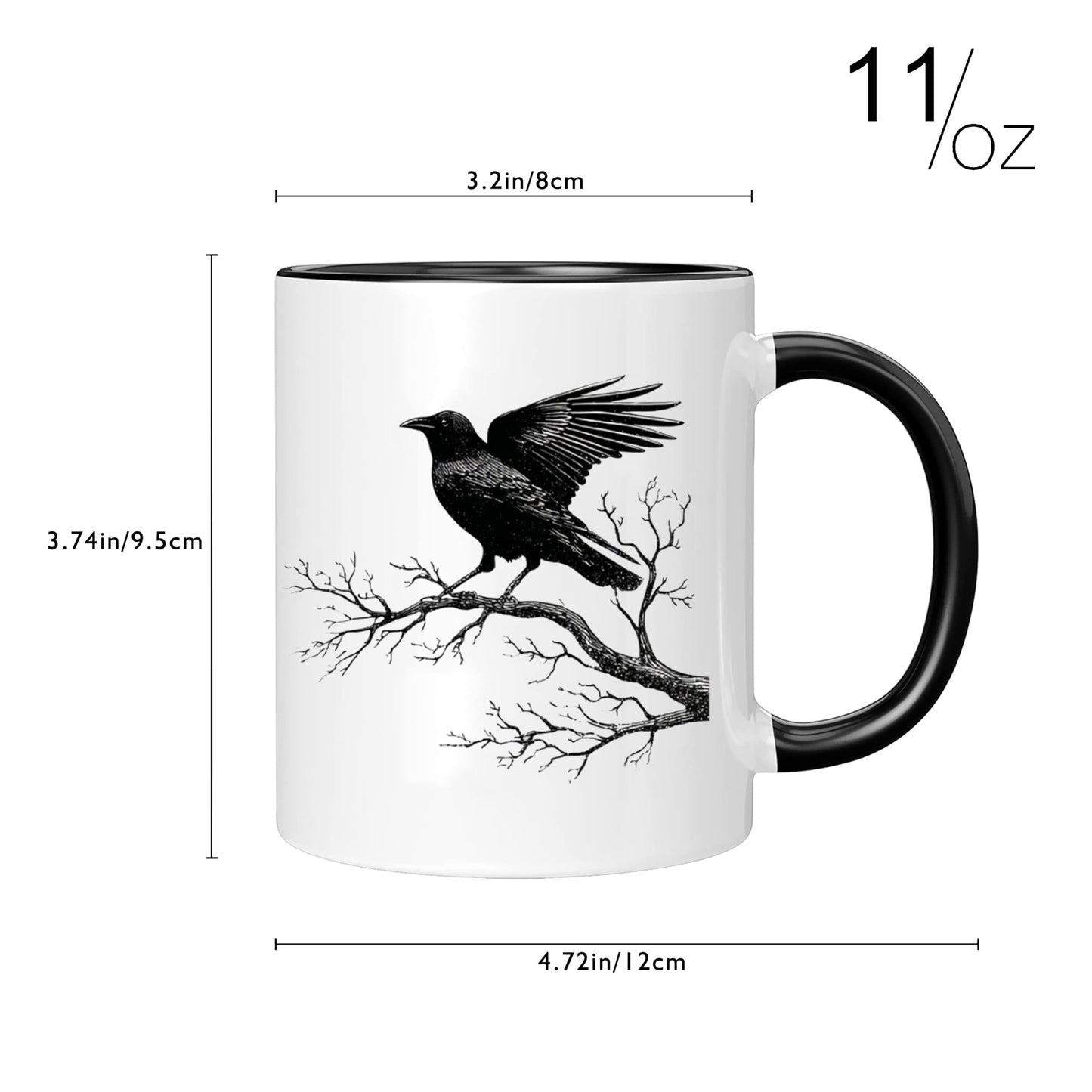 Gothic Raven Mug – Ceramic Crow Coffee Cup for Bird Lovers | Goth Decor Drinkware for Men | Unique Crow Gifts & Gothic Merch