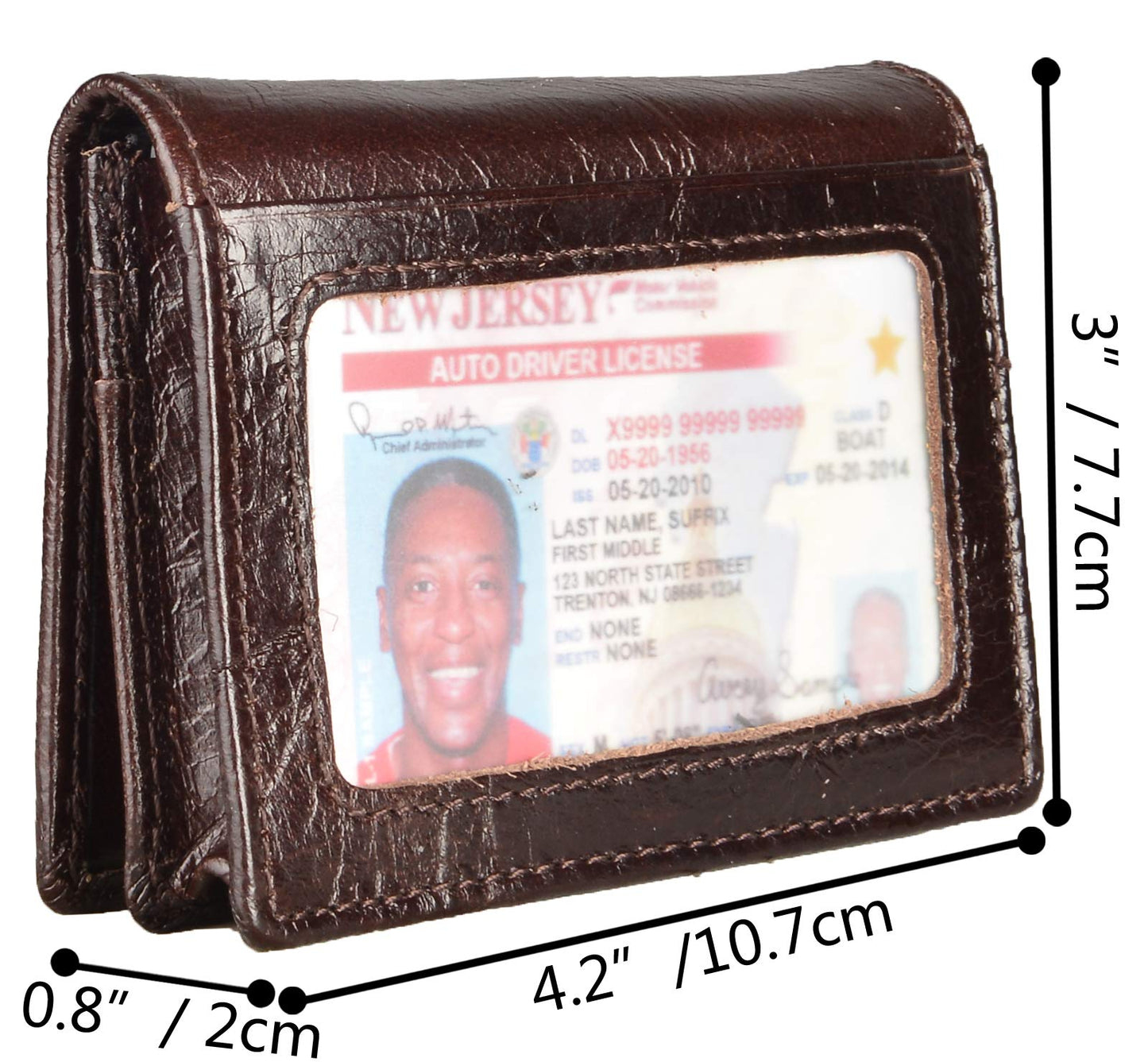 Easyoulife RFID Genuine Leather Bifold ID/Business Credit Card Case Holder for Men Slim Front Pocket Wallet Button(coffee)