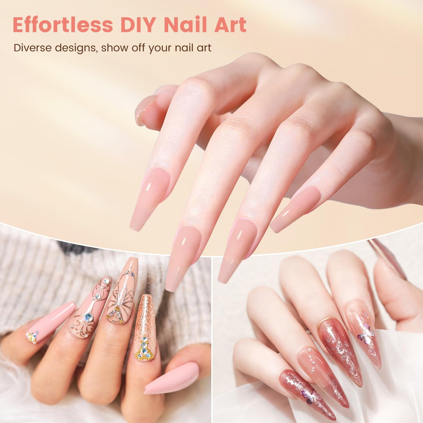 Nail Kit for Beginners with Everything: Practice Nail Hand Acrylic Set Professional Powder Liquid Starter Kits with Drill U/V Lamp in Cosmetic Gift Bag for Salon Home (Pink)