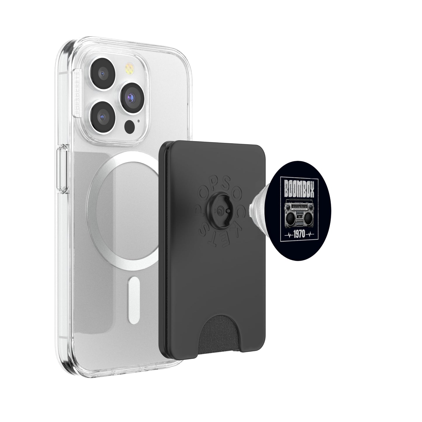 Boombox CD Player Cassette Audio AM FM Radio 1970 Birthday PopSockets PopWallet for MagSafe