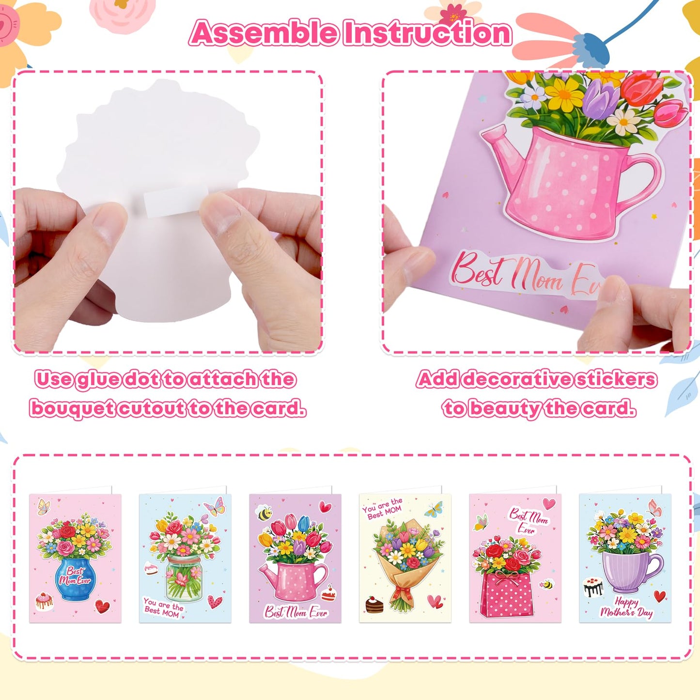 80UncleKimby 28Sets Mother’s Day Crafts Card Making Kit DIY 3D Cards with Envelopes Arts Craft Classroom Exchange Party Favors Bulk Supplies