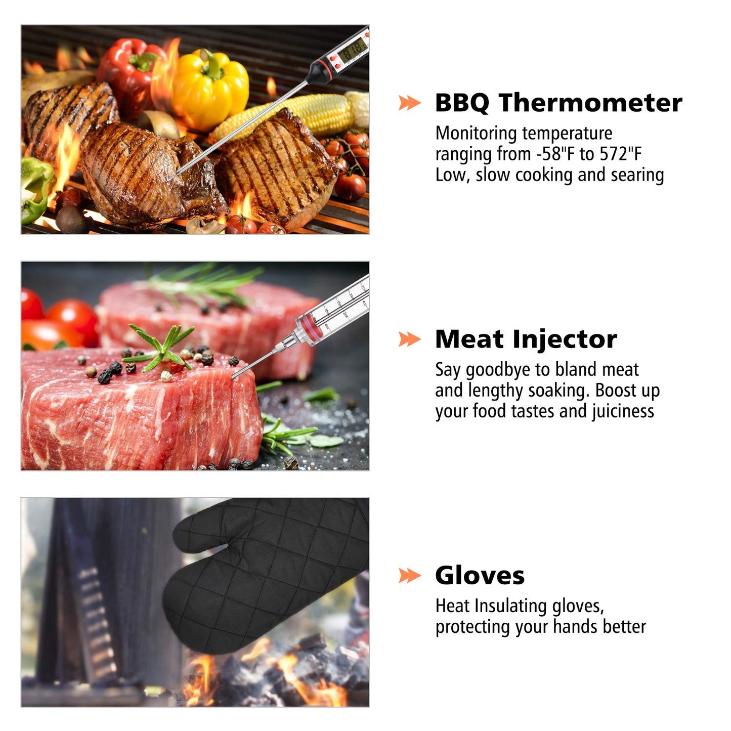 27 Pcs Grill Utensils Set for Outdoor Grill – Stainless Steel BBQ Tools Grilling Tools Set, Organized in Case with Thermometer, Injector & More – Complete Kit for Cooking, Camping & Backyard Barbeque