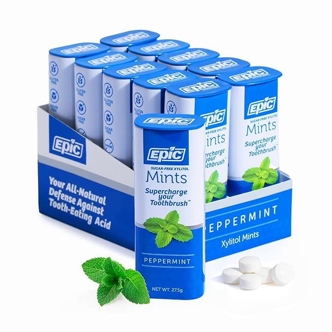 Epic Dental Sugar Free Oral Care Set – 500-Piece Wintergreen Gum, 550 Peppermint Mints, 2 Tubes Spearmint Fluoride Toothpaste – Aspartame Free, Dentist Approved, Helps with Dry Mouth & Cavity Care