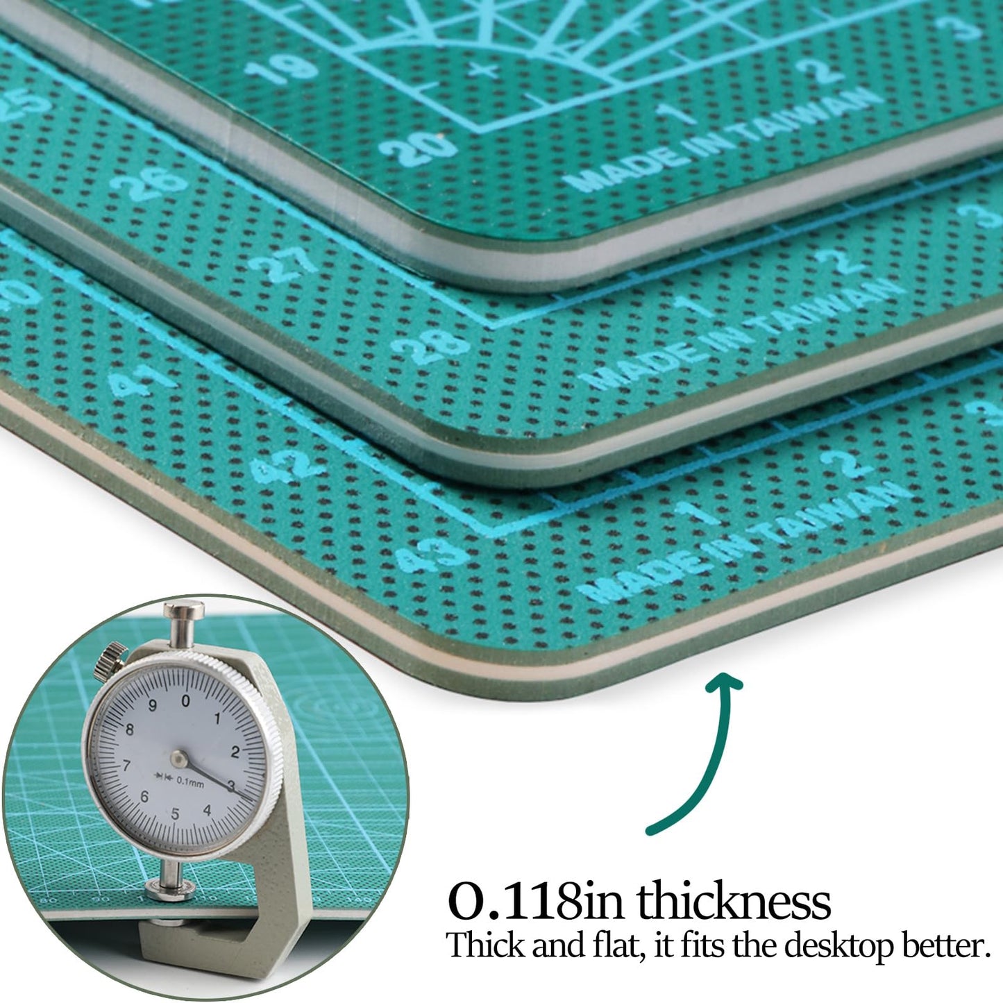 Self Healing Cutting Mat with Grid for Handmade Paper Cutting, Leather Crafts, Carving, Desktop Protectors 5-Ply Quilting Board A4-30x22x0.3cm(11.81x8.66x0.118in Green)