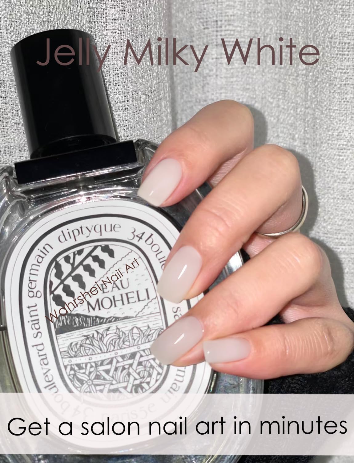 UV Gel Nail Stickers, Milky 20pcs Semi Cured Gel Nail Strips, Wraps for Home Manicure DIY