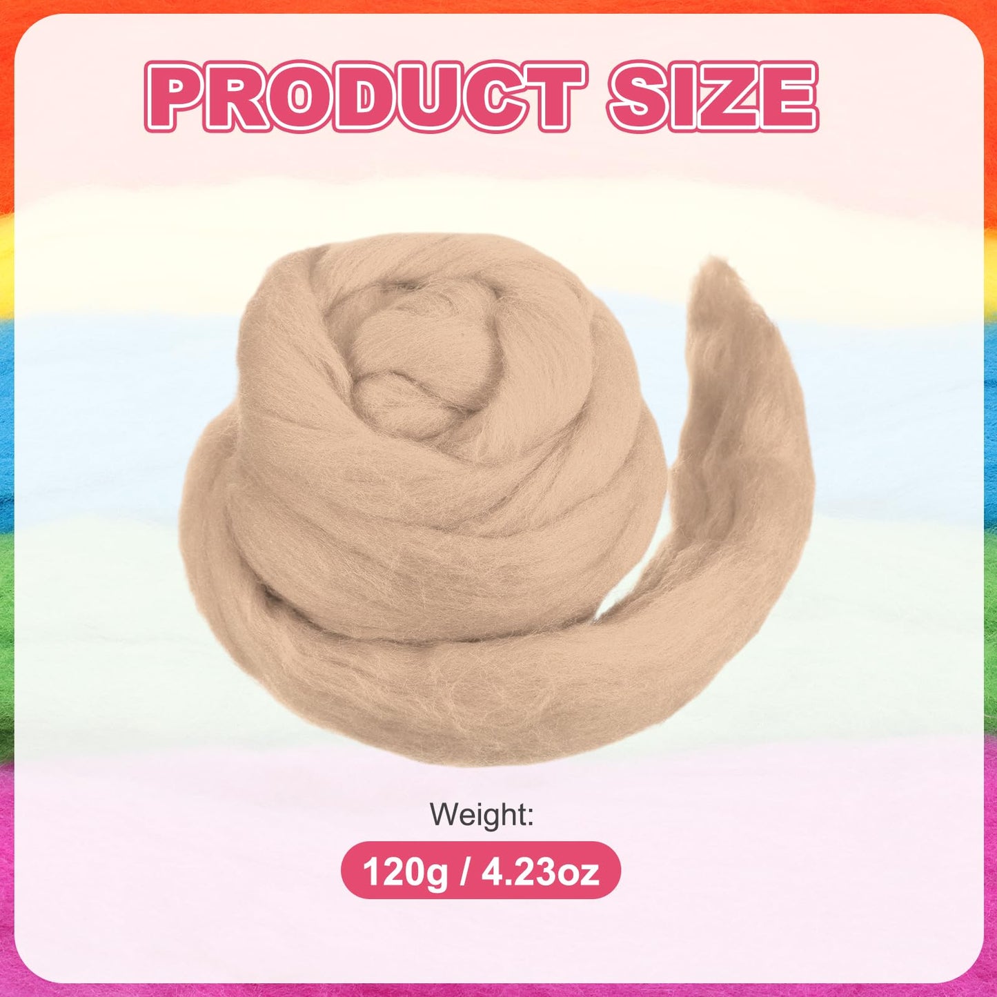 MECCANIXITY Wool Roving Yarn Soft Felting Wool 120g/4.23oz Pure Chunky Roving Yarn for Needle Felting Knitting Blanket Spinning Weaving Art DIY Craft Light Brown