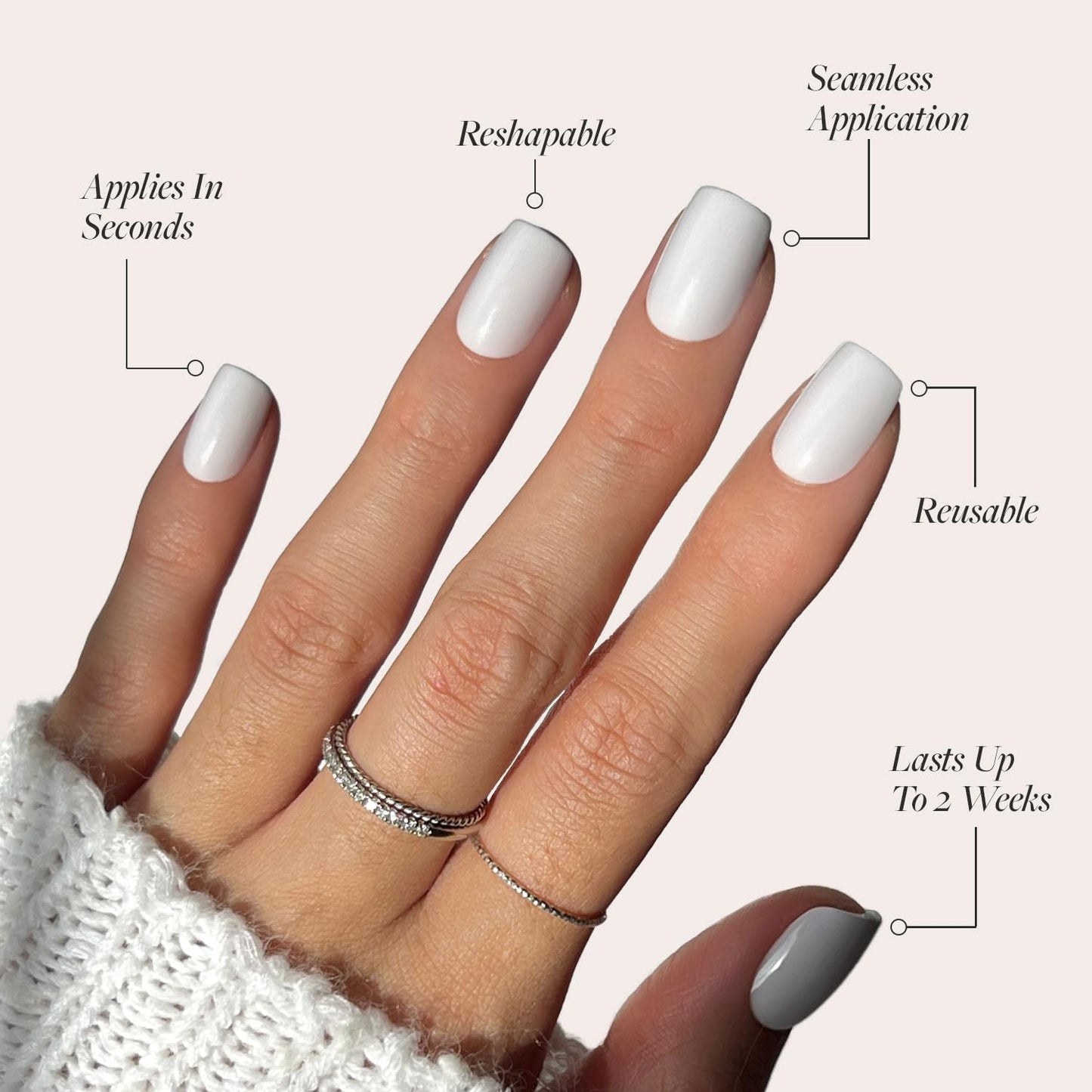 Glamnetic Press-On Nails Bundle - Lilac Gray & Boba | Opaque Pale Light Lilac Gray Short Squoval False Nails | Opaque Black Short Almond Nails | Reusable, Salon-Quality Nail Kits