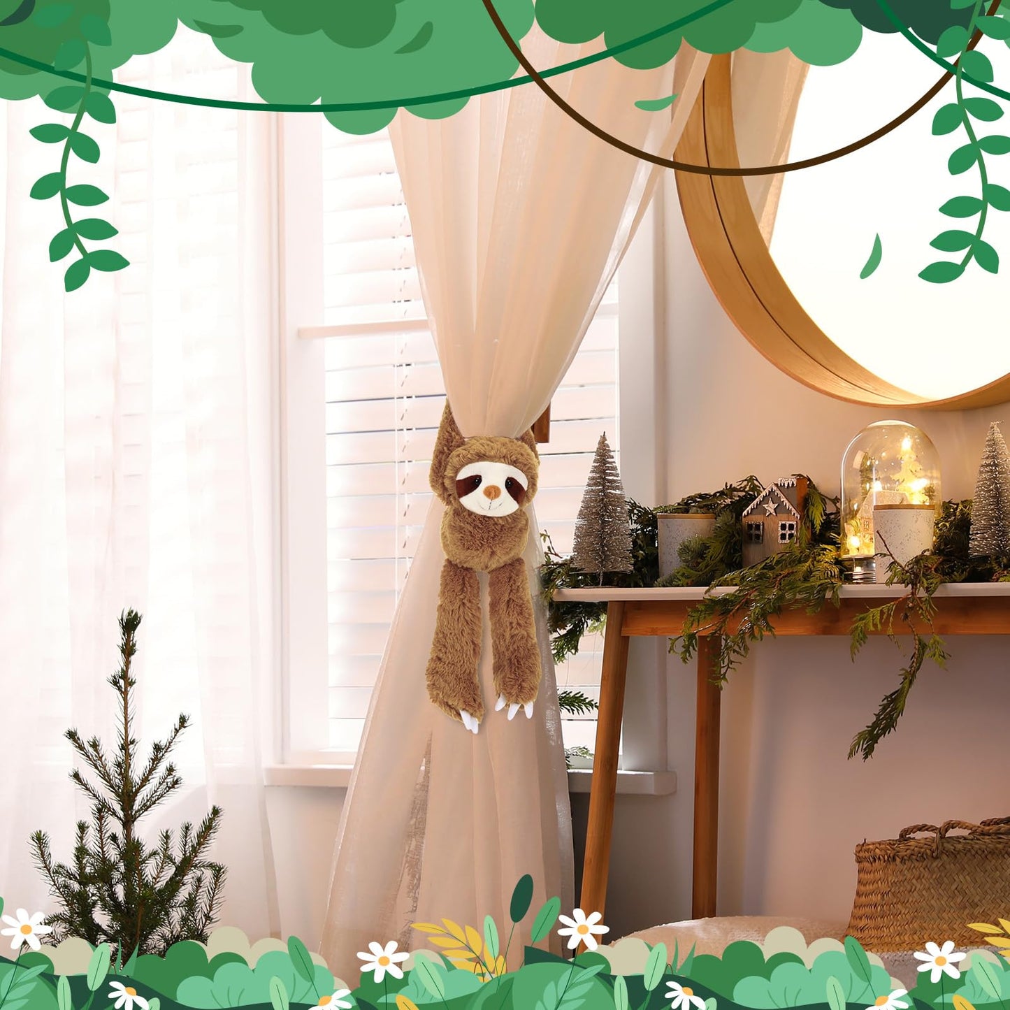 Queekay 2 Packs Sloth Stuffed Animal Hanging 18 Inch Three Toed Sloth Plush Toy with Hook and Loop Hands for Teens Adults Gifts Decors(Gray, Dark Brown)