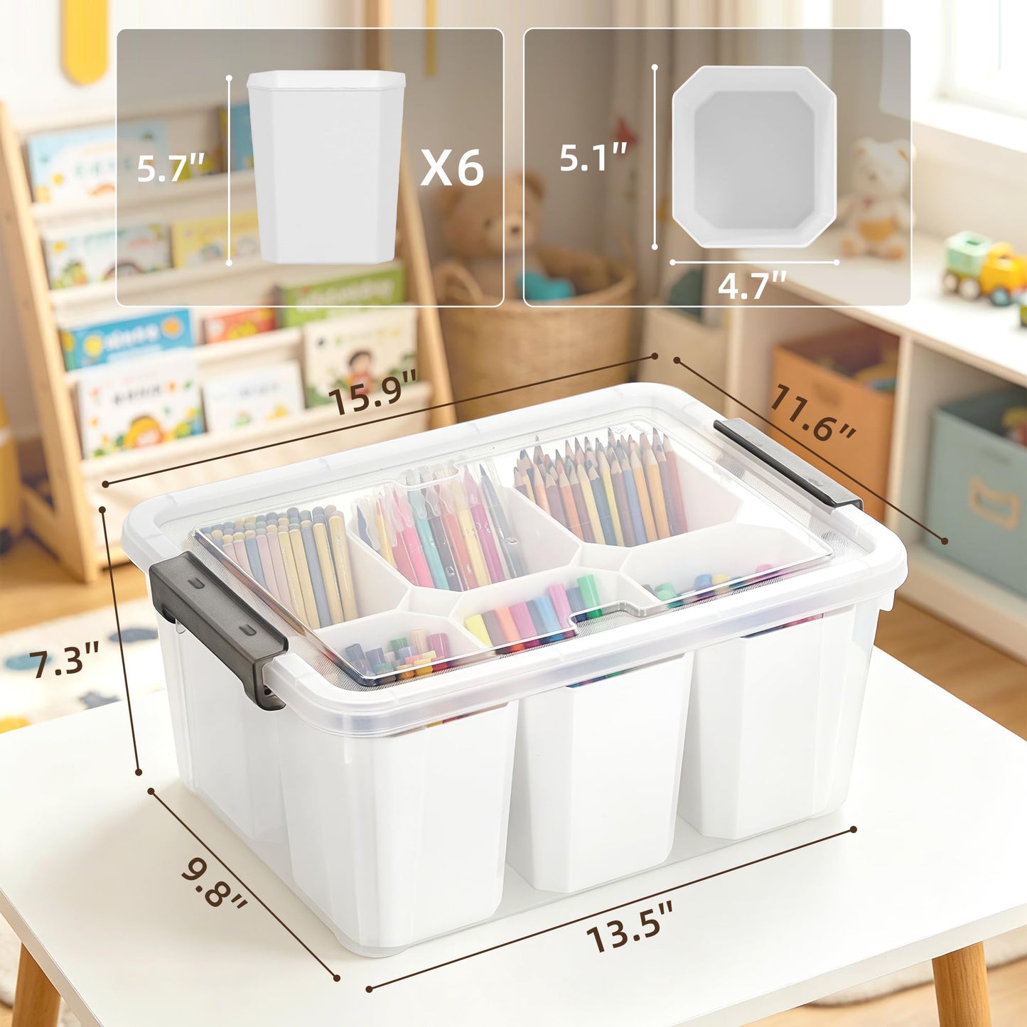 Citylife 17 QT Plastic Storage Bins Clear Storage Box with Lids Multipurpose Stackable Storage Containers for Organizing Tool, Craft, Crayon