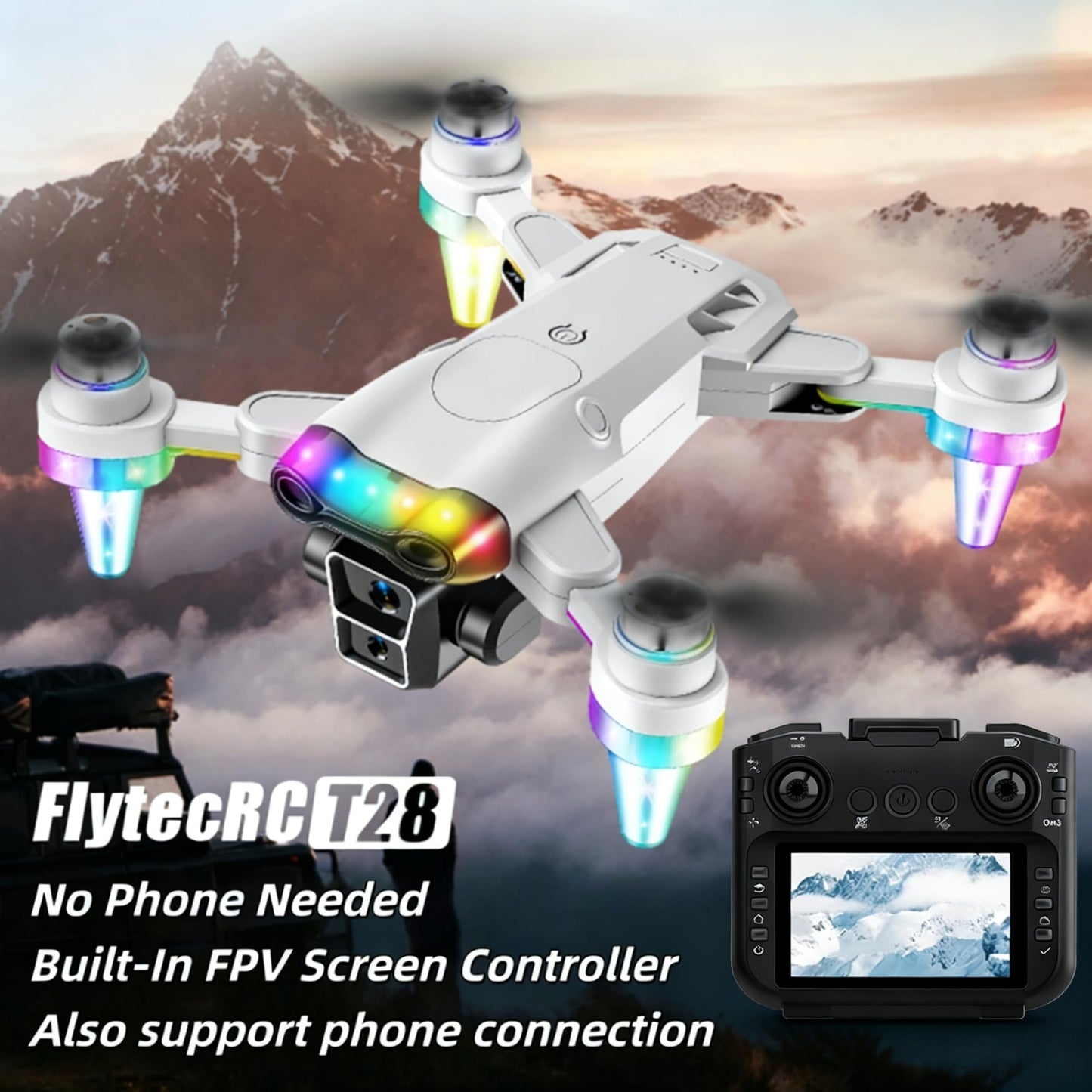 Drones for Kids 8-12 – Drone with camera for kids & Beginners,Kids drone with Fancy LED Lights, 4.3" Built-In FPV Screen, Three Batteries, Perfect Holiday & Birthday Gift, Indoor & Outdoor Quadcopter Toy
