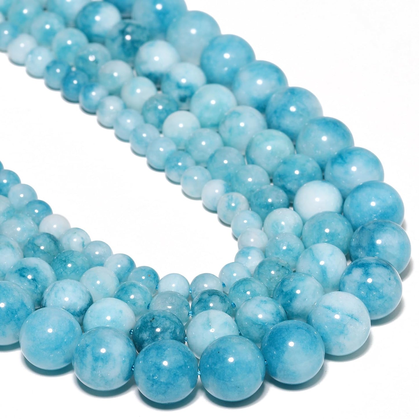NITOPUPU 10mm 37pcs Natural Blue Jasper Stone Beads for Jewelry Making Supplies, Round Crystal Beads for Bracelets Necklace DIY Crafts