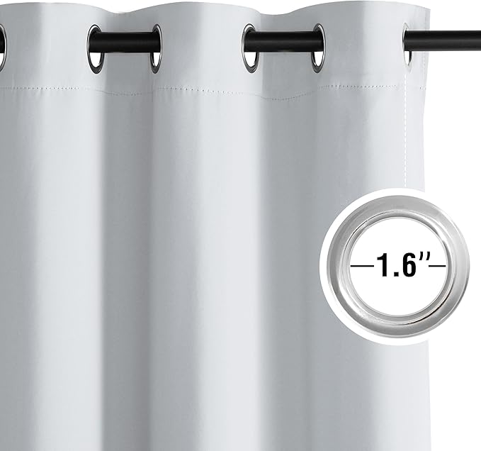 NICETOWN Room Darkening Draperies Curtains Panels, 2 Panels Greyish White W52 x L63