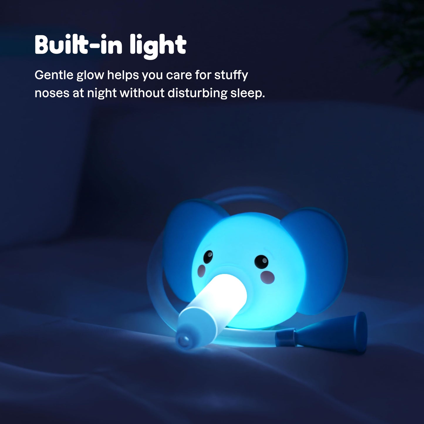 Playhouse MD Booger Buddy Nasal Aspirator, Elephant - with LED Light for Babies & Toddlers – BPA-Free Snot Remover for Infant Stuffy Nose, Congestion Relief – Easy to Clean Design - FSA/HSA Eligible