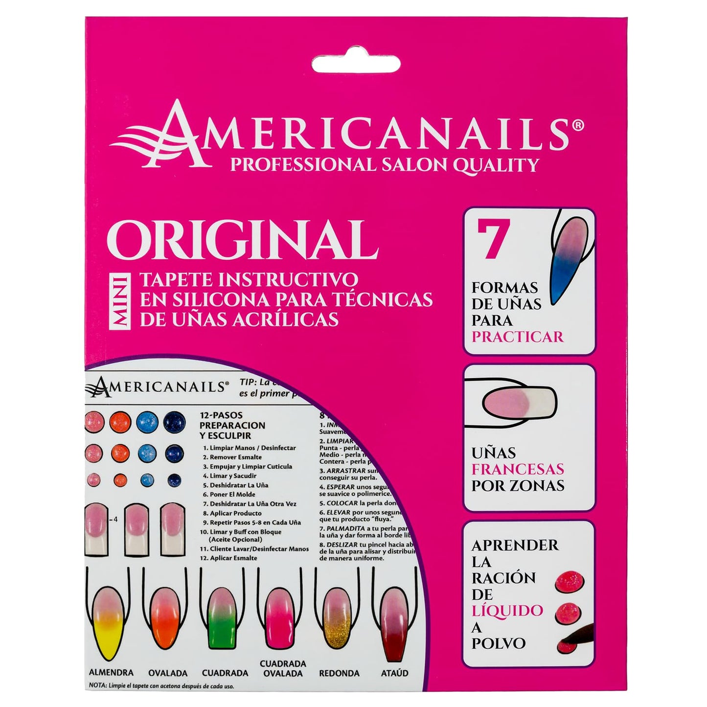 Americanails Plantilla Instructiva Mini de Silicona para Técnicas de Uñas Acrílicas: Mejora tus Habilidades, Aprendizaje Basado en Zonas y Limpieza Sencilla