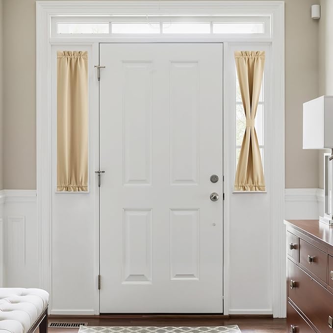 NICETOWN Blackout Side Door Curtains, Front Door Curtains for Small Window, Privacy Shades for Sidelight, Thermal Insulated Window Covering, Biscotti Beige, 1 Panel, W12 X L40 Inches Long