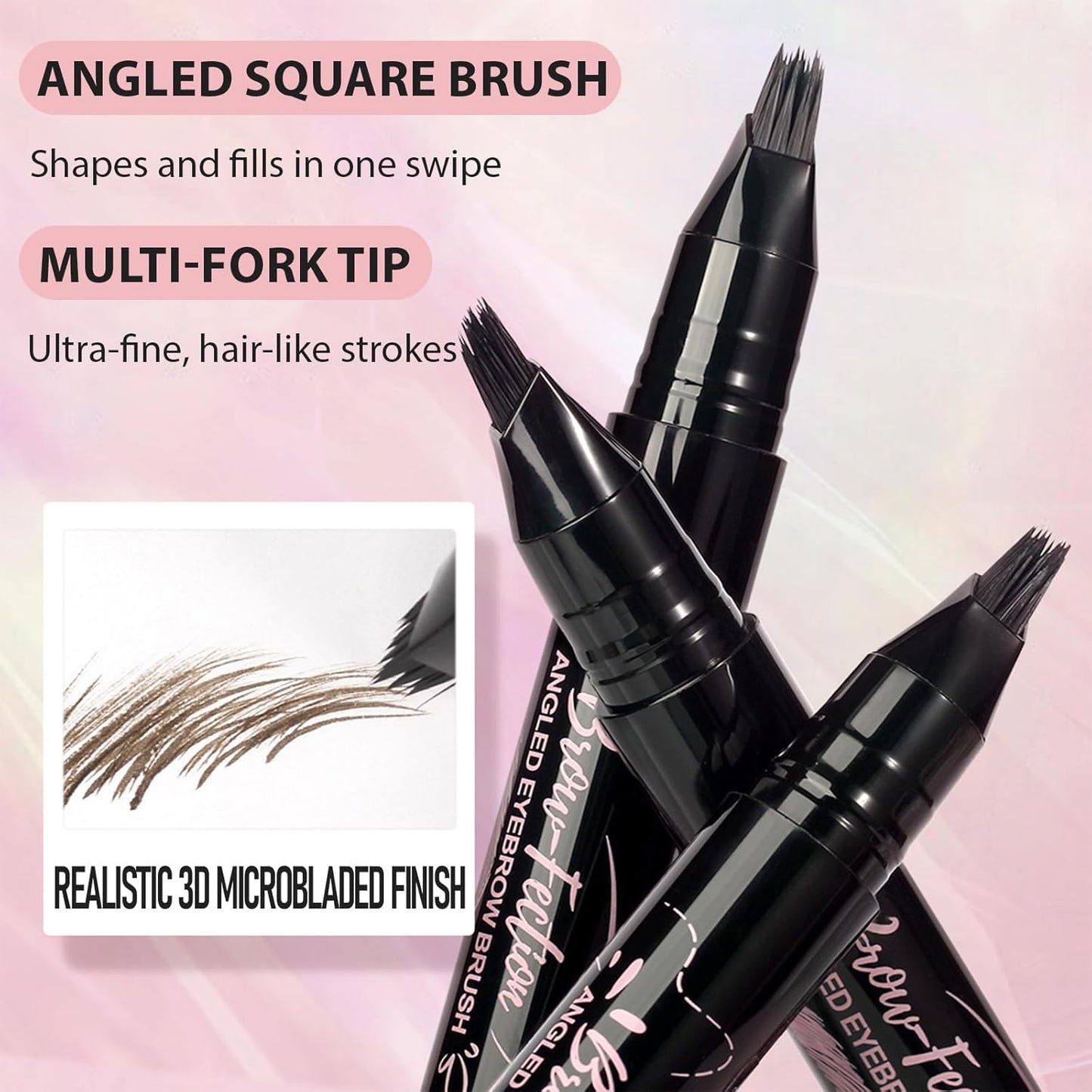 Eyebrow Pencils for Women, Liquid Microblading Eyebrow Pen with Square Angled Brush & Ultra-Fine Precision Tip – Natural Hair-Like Strokes, Waterproof, Smudge-Proof & Long-Lasting, Easy to Use (Black)
