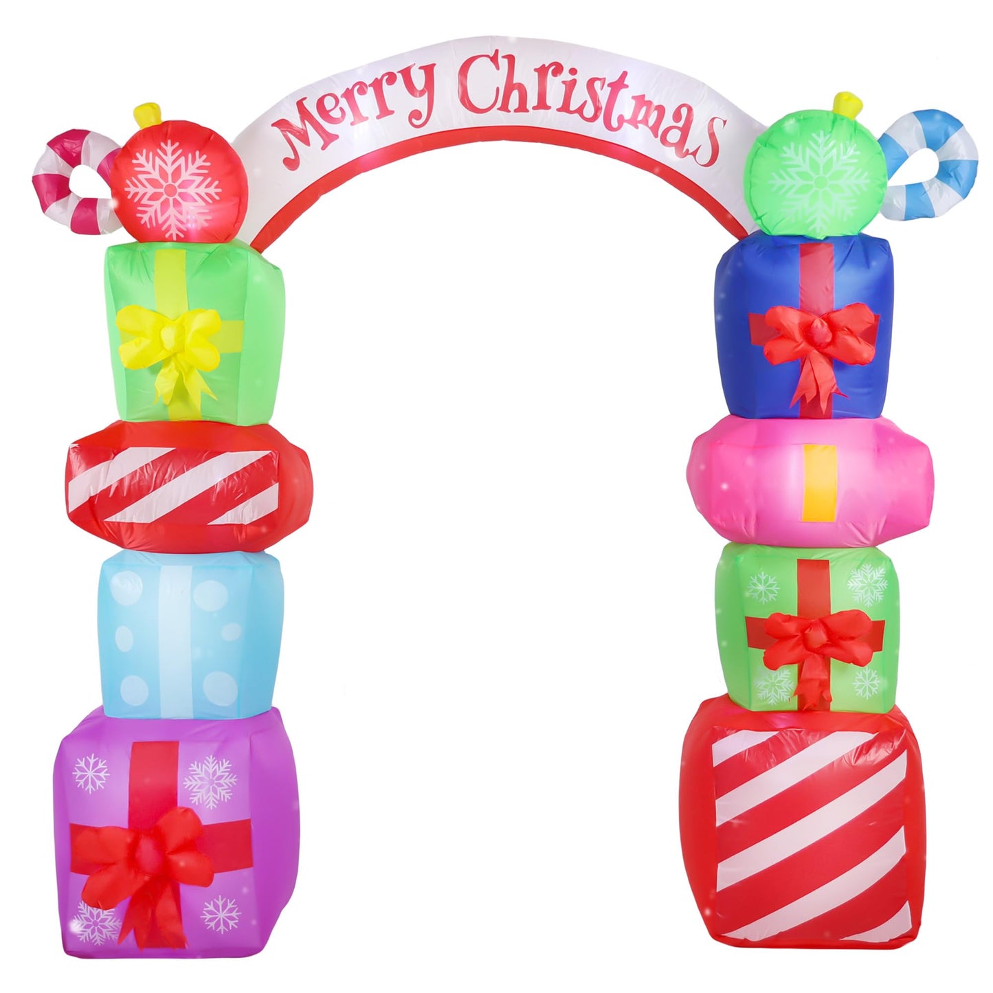 9FT Christmas Inflatables Decorations, Outdoor Gift Boxes Arch Giant Blow Up with Built-in LED Lights for Yard Garden Lawn Holiday Decor