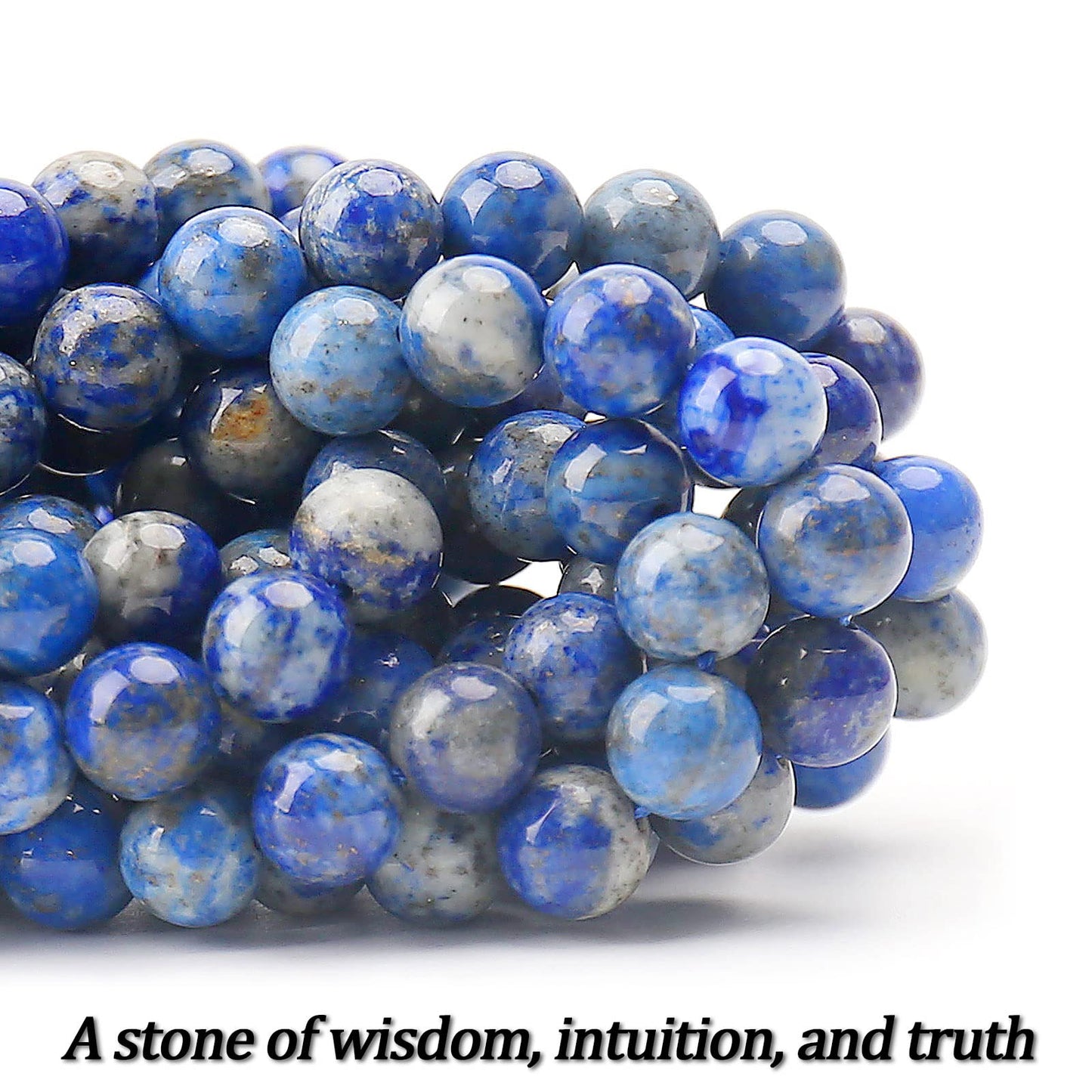 70PCS Natural 8MM Healing Gemstone, Lapis Lazuli Energy Stone Round Loose Beads, Semi-Precious Crystal Beads with Free Elastic String for Jewelry Making DIY