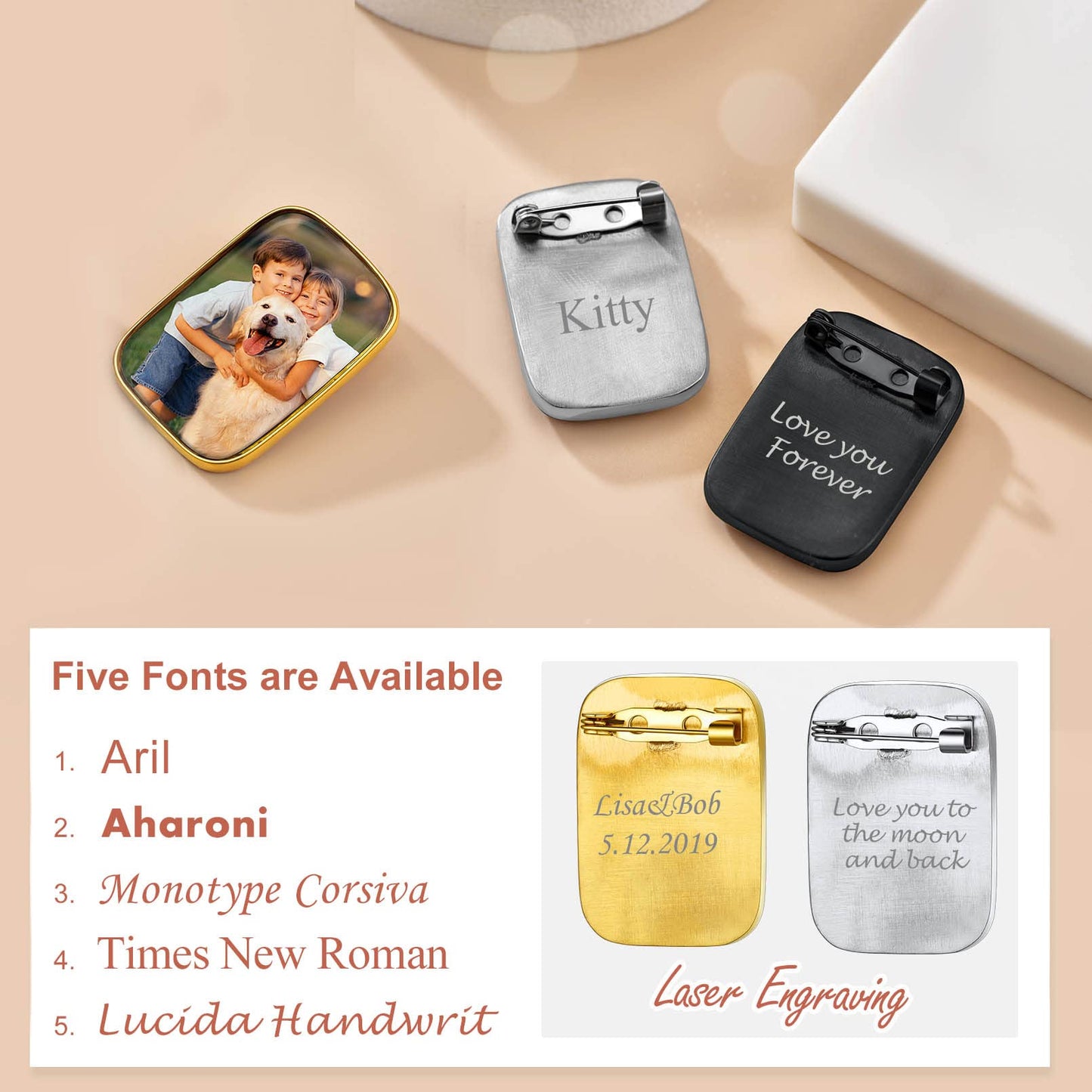 Custom4U Photo Bouquet Charm Customized Personalized Memorial Funeral Pins with Pictures for Men