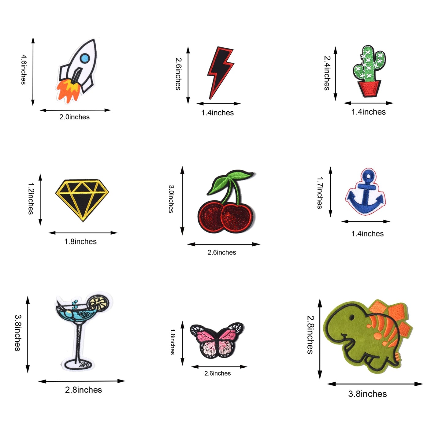80Pcs Random Assorted Iron on Patches, Cute Sew on/Iron on Embroidered Applique Patches for Jackets, Hats, Backpacks, Jeans, DIY Accessories