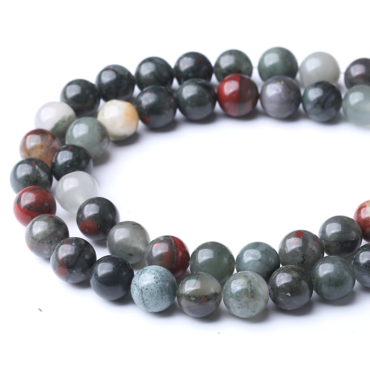 10MM African Bloodstone Round Loose Beads Natural Gem Beads Crystal Energy Stone Beads for Jewelry Making DIY Bracelet Necklace
