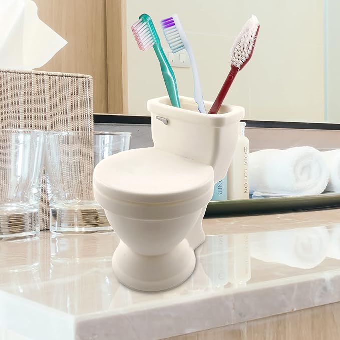 Silly Toilet-Shaped Toothbrush Holder – Fun Bathroom Organizer for Kids, Holds 4 Toothbrushes, Hilarious and Functional