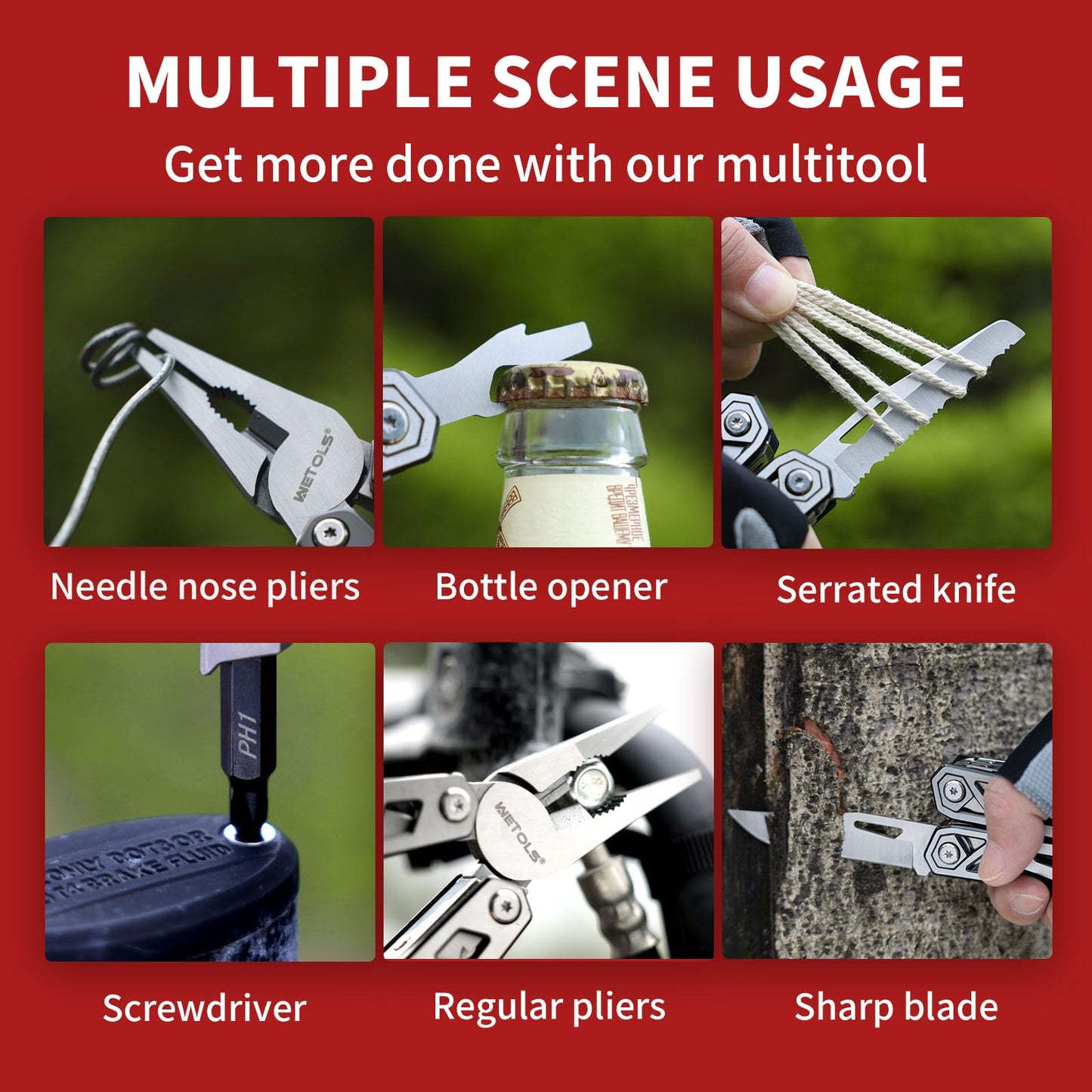 Multitool with Pocket Knife, Birthday Gifts for Men Women Mom Dad, WETOLS 21-in-1 Stainless Steel Pliers with Screwdrivers, Self-locking Multi tools with EDC Sheath, Ideal for Home, Camping, Survival