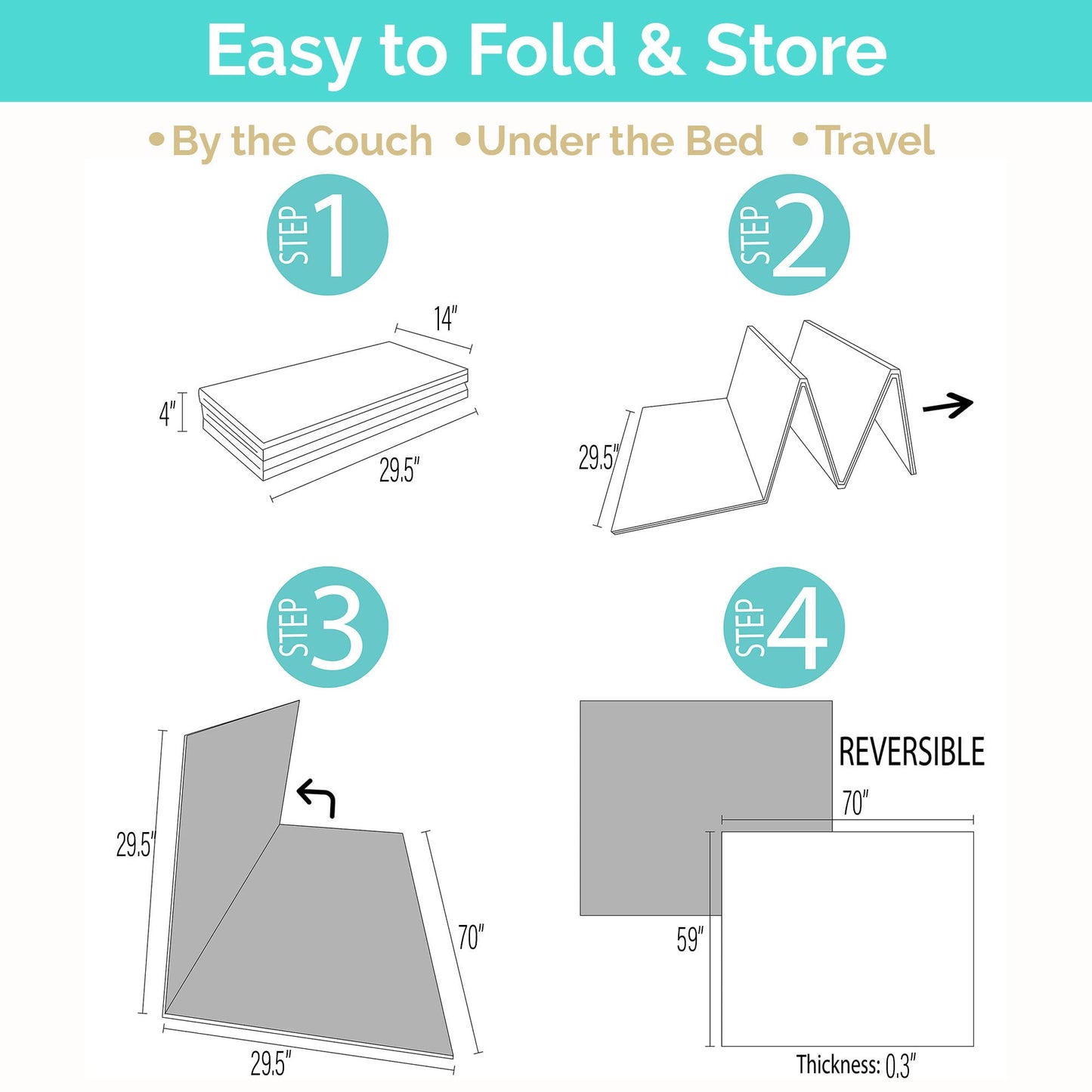 JumpOff Jo Foldable Foam Play Mat – Large Waterproof Baby & Toddler Activity Floor Mat, Double-Sided 70 x 59 Inch Play Surface - Westbound