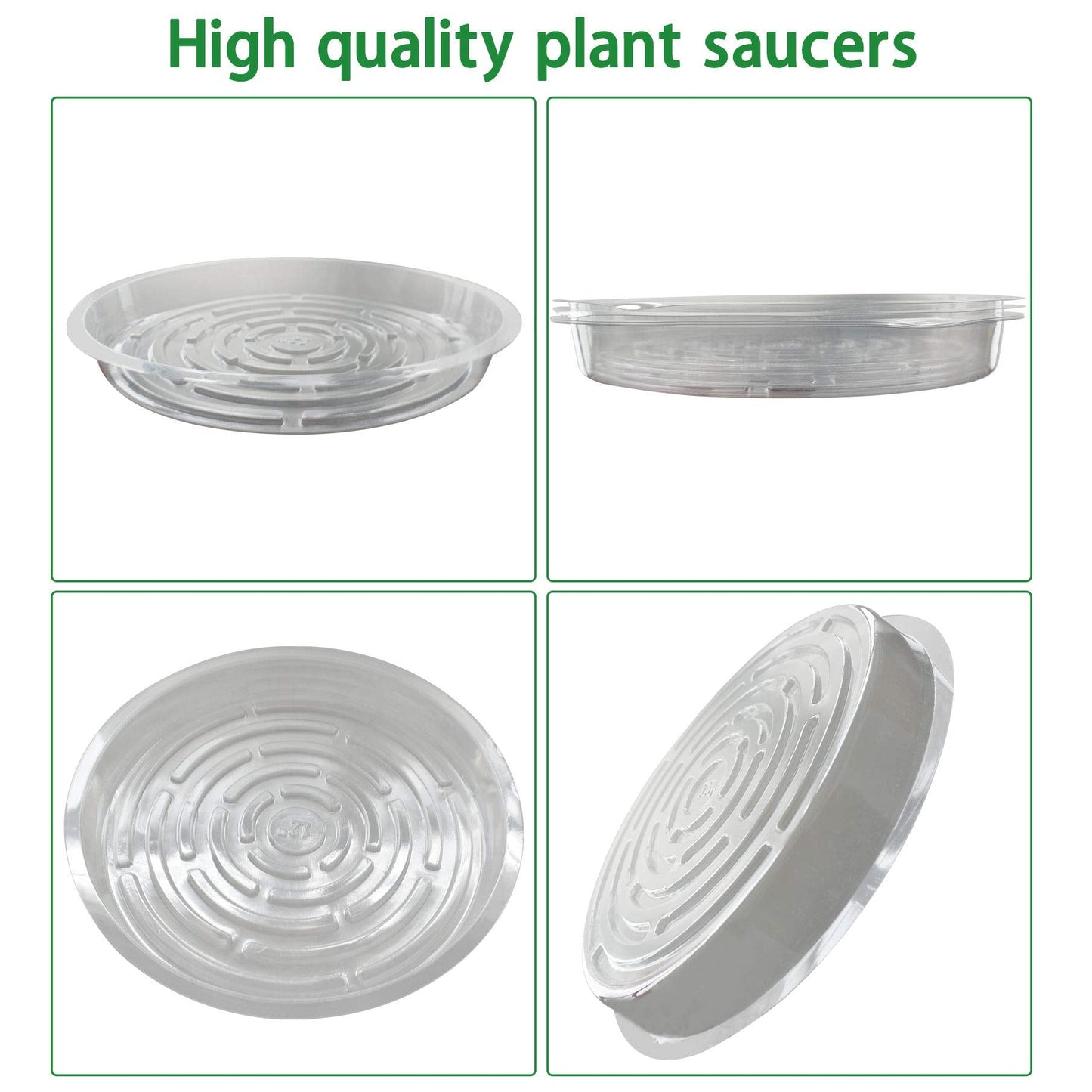 labworkauto 5 Pieces of Clear Thick Plastic Heavy Duty Sturdy Plant Saucer Drip Trays Replacement for pots