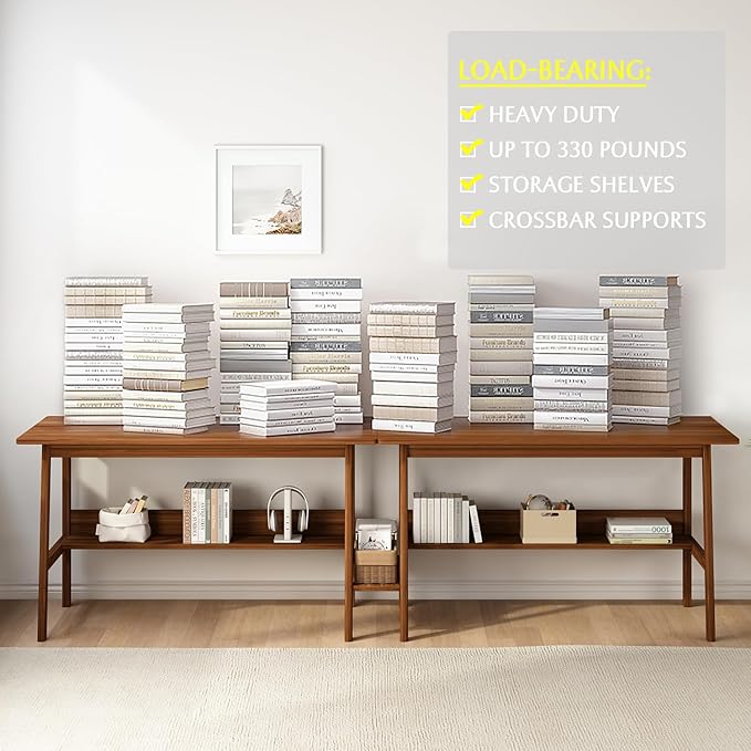 2-Person Writing Desk with Bookshelf - 110" Wooden Extra Long Home Office Work Table, Double Study Computer Workstation with Storage Shelves in White, 110" W x 24" D