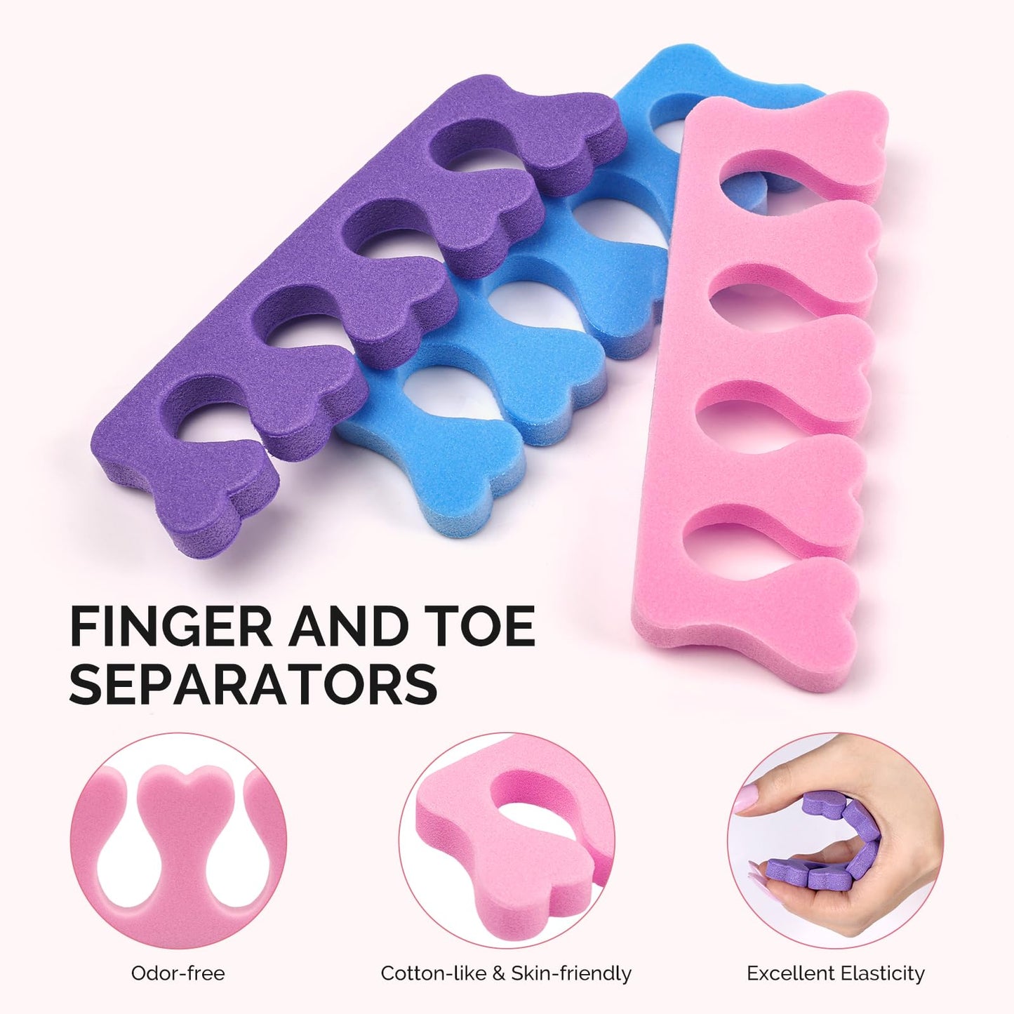 MelodySusie 2PCS Square Shape Resin Nail Art Palette Set with Stainless Steel Mixing Stick MelodySusie 50 Pcs Sponge Toe Separators Set