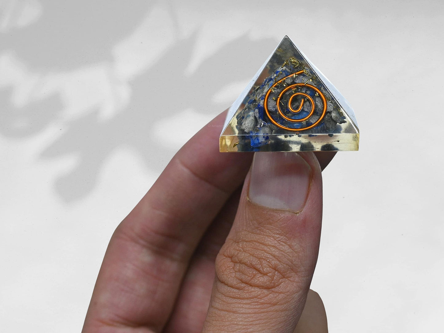 Amazing Gemstone Lapis Lazuli Orgone Pyramid - 30mm Small Orgonite Pyramids with Crystals and Healing Stones - Authentic Organite Gifts