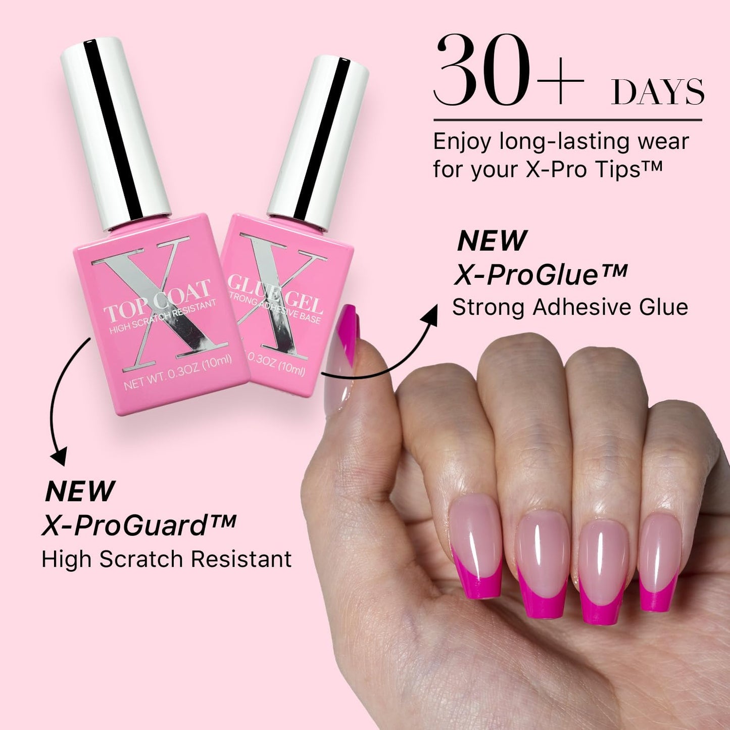 SXC Cosmetics French Tip Press On Nails – 5 Pink Series, Short Coffin, X-Pro Tips Starter Kit | 160PCS, 16 Sizes, 5 Styles, Beginner-Friendly
