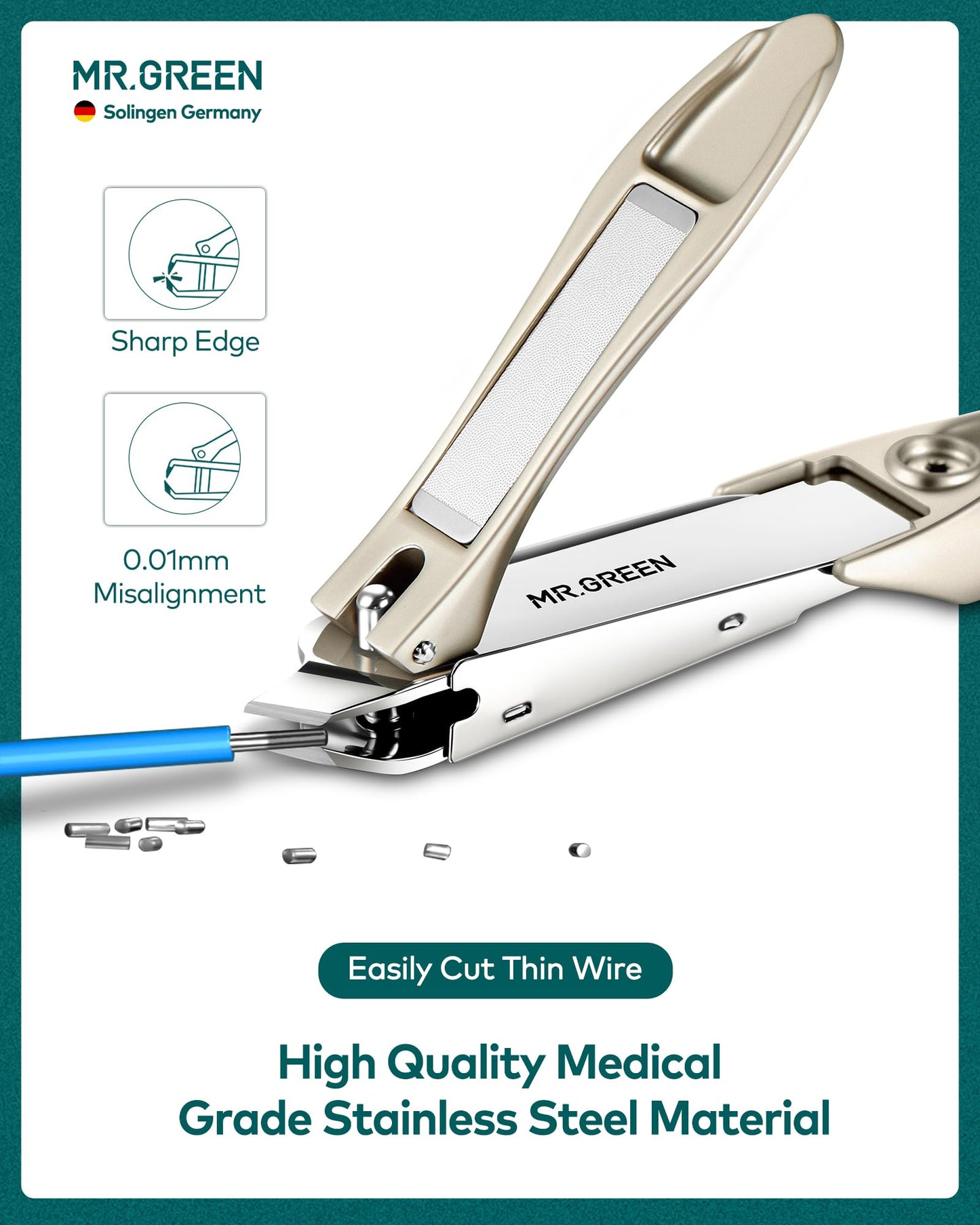 Nail Clipper with Catcher, Slanted Edge Nail Cutting Clippers Stainless Steel Fingernail Cutter Trim with File for Men and Women Mr-1115plus