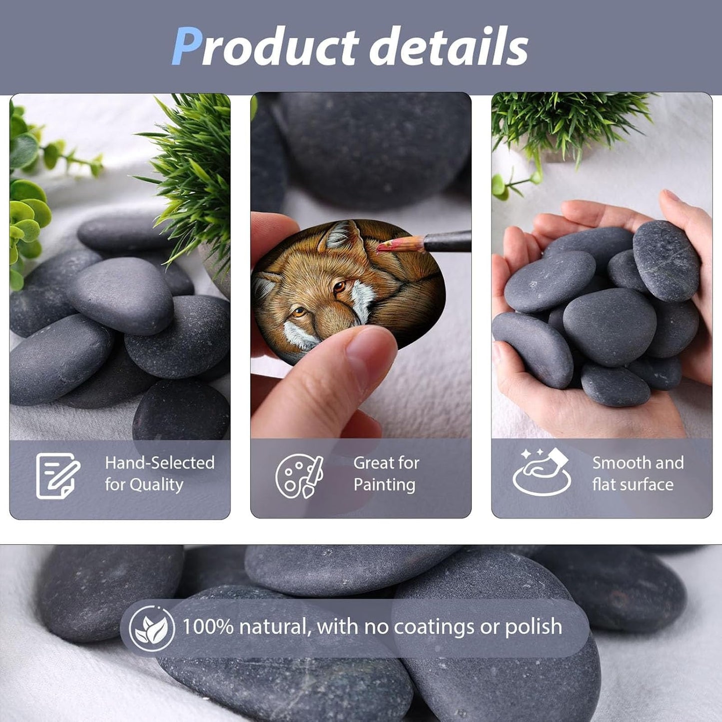 FUTUREPLUSX 20 PCS Painting Rocks, 2-3 Inch Natural Smooth River Rocks for Painting, Flat Stones for Kindness, Mother's Day Crafts, Garden Decor & Kids Art Projects
