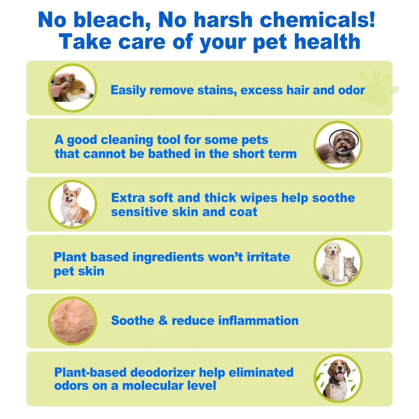DR.EASY All Purpose Pet Grooming Wipes 100Ct Plant Based Ingredients for Paws,Body,Nose &Bum Cleaning,Remove Dirt,Dander & Excess Hair with Soft and Thick Wipes,No Fragrance