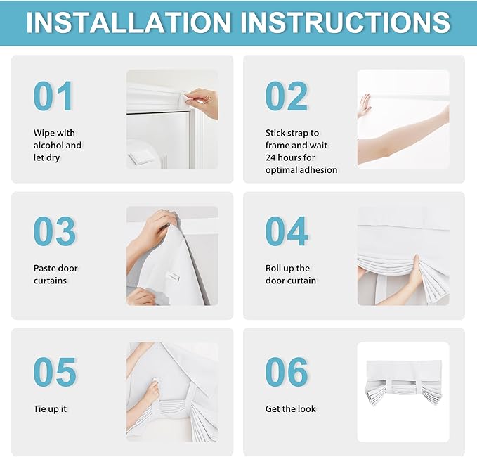 RYB HOME Blackout French Door Curtain - Privacy Thermal Insulated Window Shades for Patio Kitchen Front Entry Back Door Glass Window, Self Adhesive No Drill, 1 Panel, 30" W x 40" L, Pure White