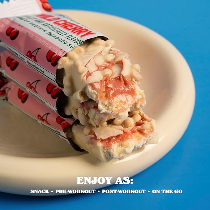 Barebells Protein Bars Wild Cherry - 24 bars (2 Packs of 12) - 1.9oz Bars - Protein Snacks with 20g of High Protein - White Chocolate Protein Bar with 1g of Total Sugars - On The Go Protein Snack & Breakfast Bars