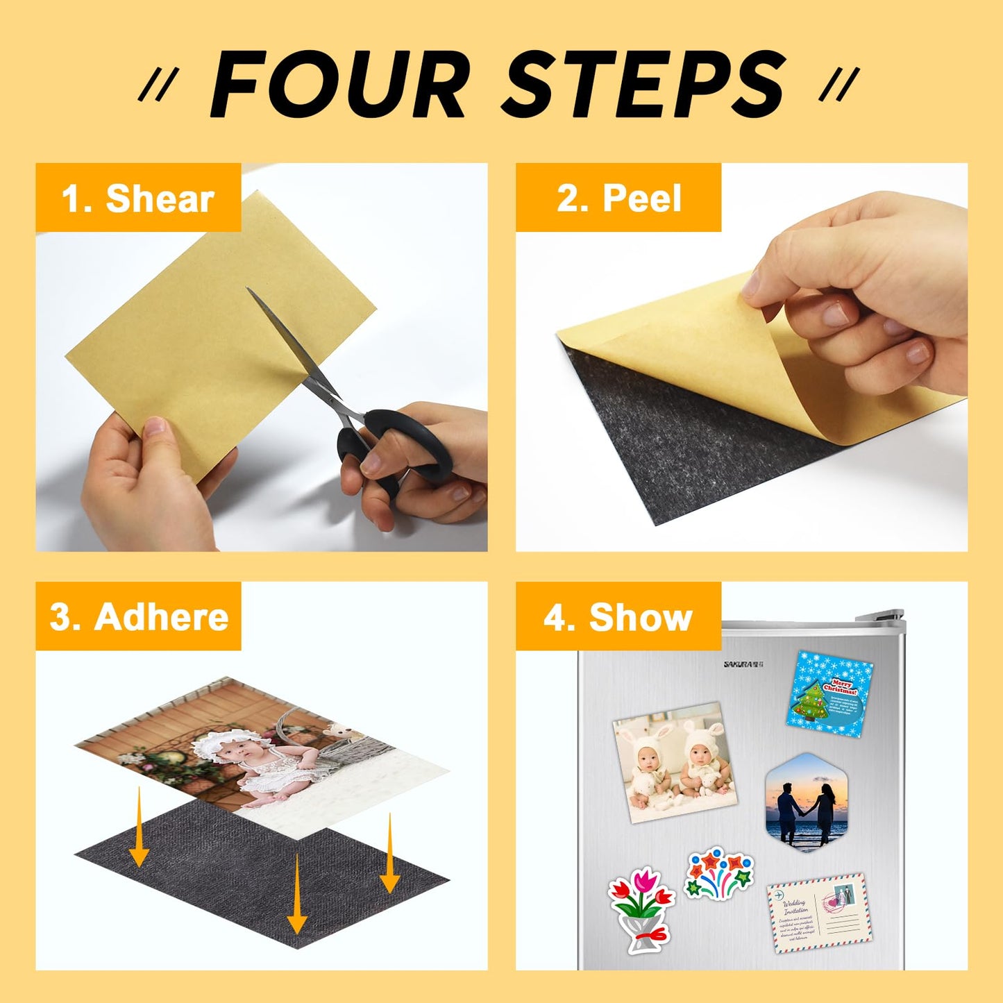 Towjug 12PCS 8 x 10 Inch Cuttable and Flexible Magnet Sheets with Adhesive to Create Flexible Magnet Self-Sticky Sheets for Whiteboard,Fridge