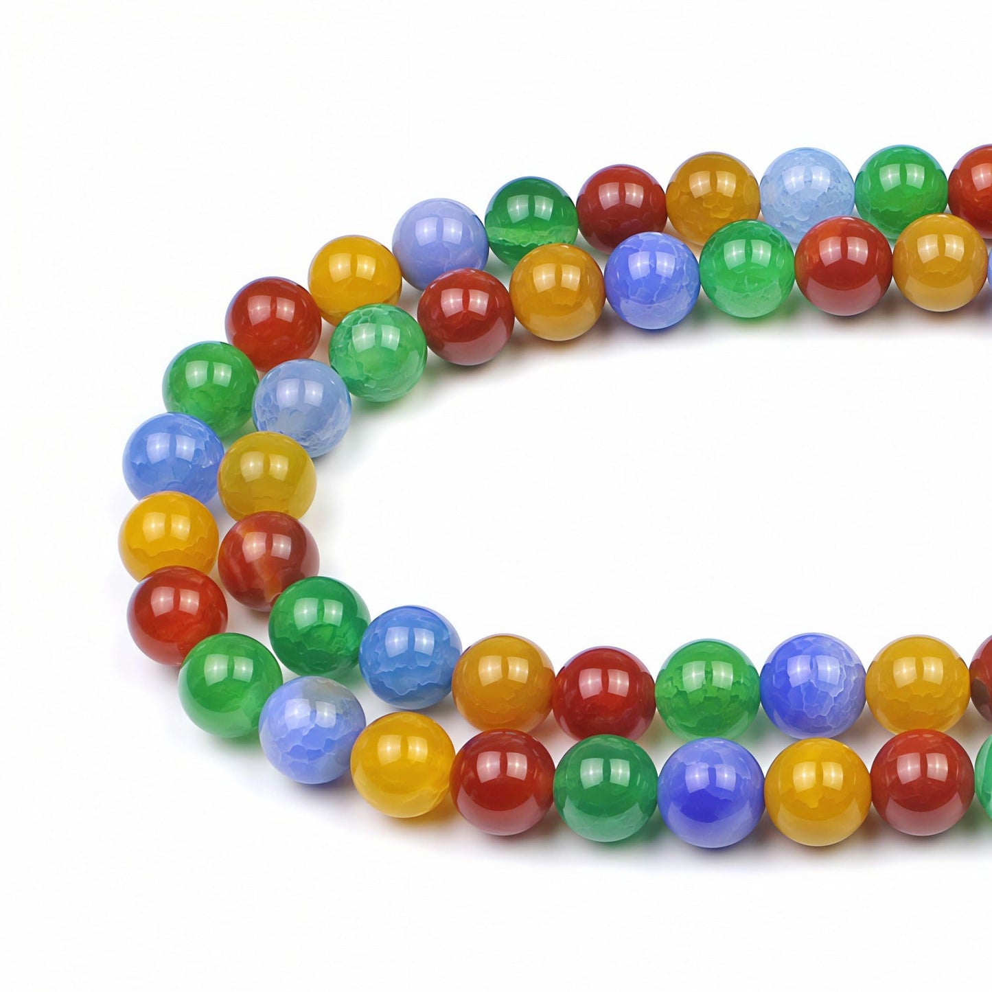 MJDCB Natural Stone Beads 8mm 43pcs Round Mixed Color Dragon Vein Agate Loose Gemstone Bead Charms for Jewelry Making Bracelet Necklace Earring Pendant