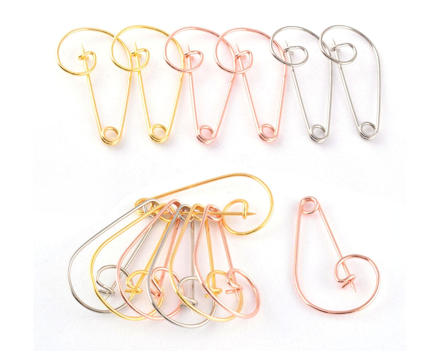 Metal Large Safety pins - 2.2 inch Silver Spiral pin for Blankets Skirts Crafts Kilts Crafts Home Accessories 40pcs (Silver)