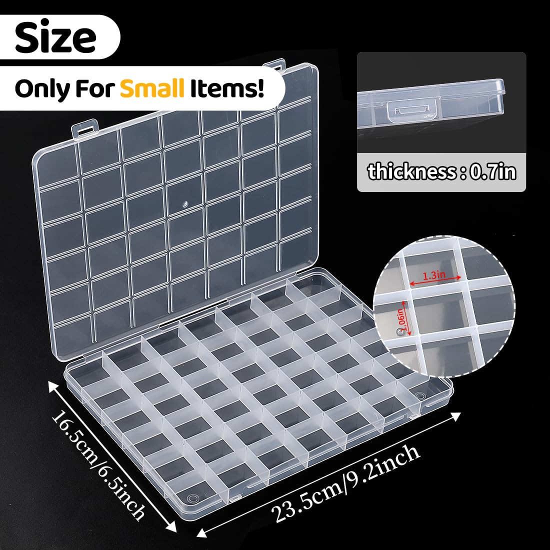 Praisebank 42 Grids Beading Storage Container Box, Perfect for Storage Beads & Small Items. (Clear / 4 Pack)