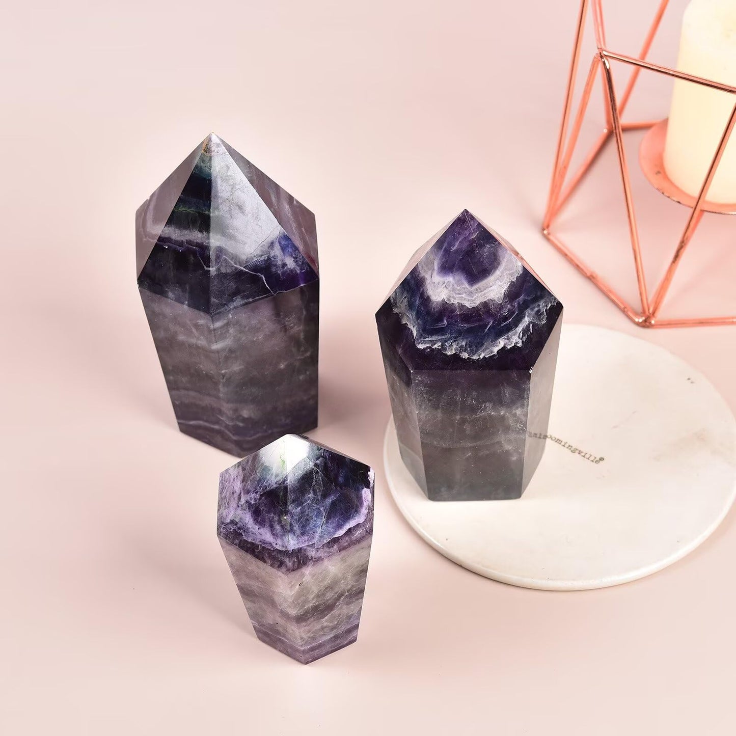 VIZYTOU Colorful Fluorite Stone Tower Obelisk Large Healing Crystal Rock Point Wand Reiki Healing Meditation Stone 1.1-1.7 LBS